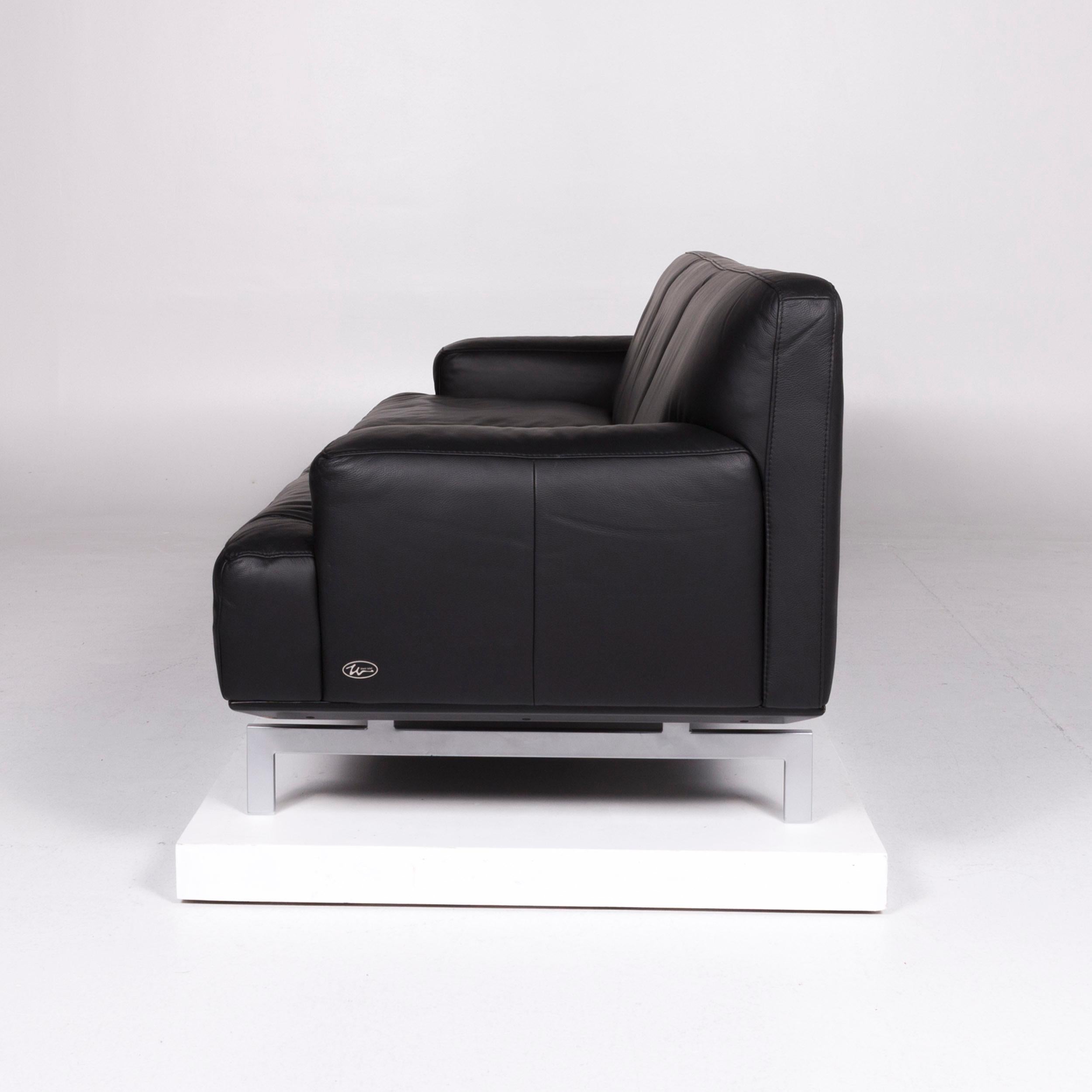 Leather Willi Schillig Black Label Toscaa Designer Leder Sofa Schwarz Dreisitzer #10308 For Sale