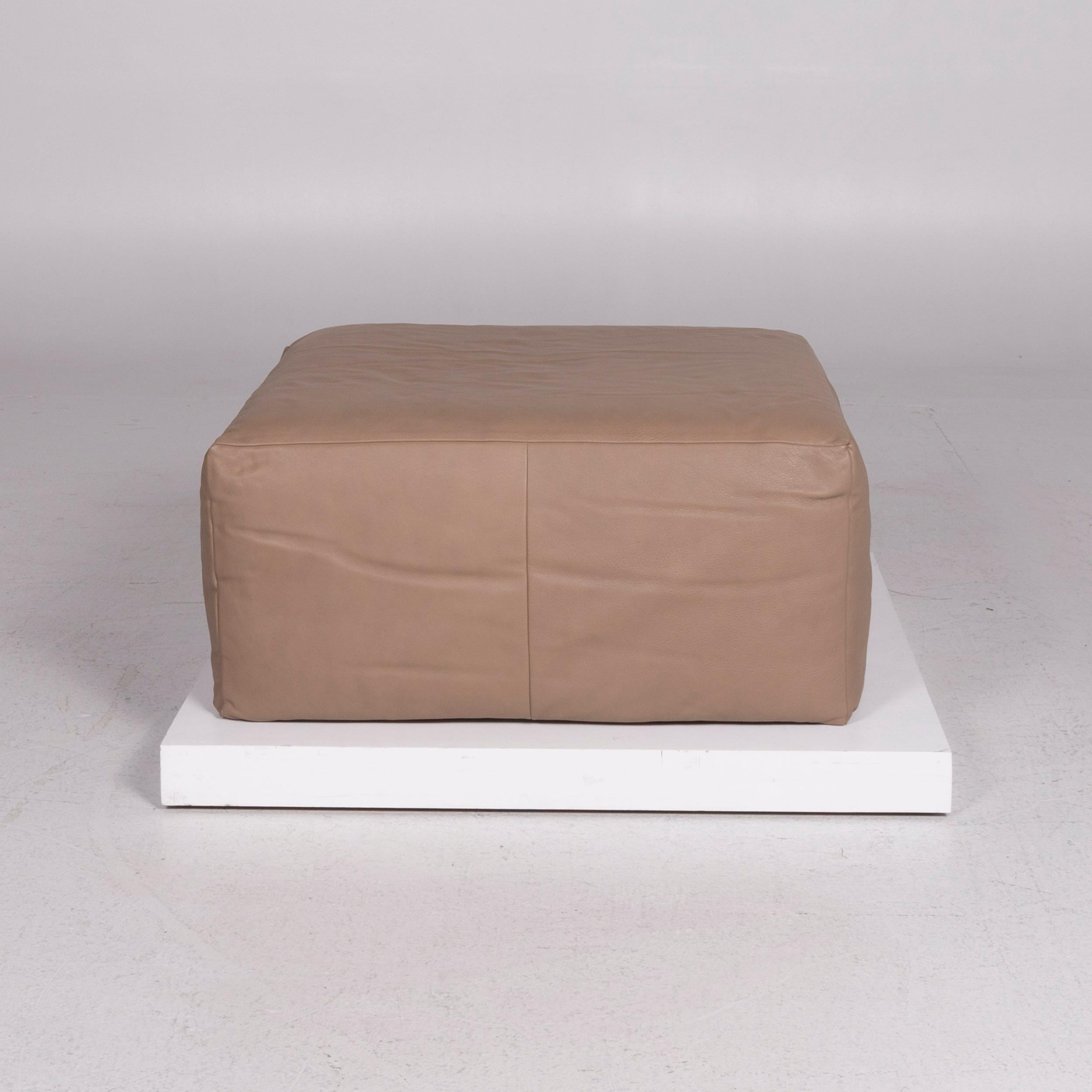 Contemporary Willi Schillig Black Label Toscaa leather stool beige