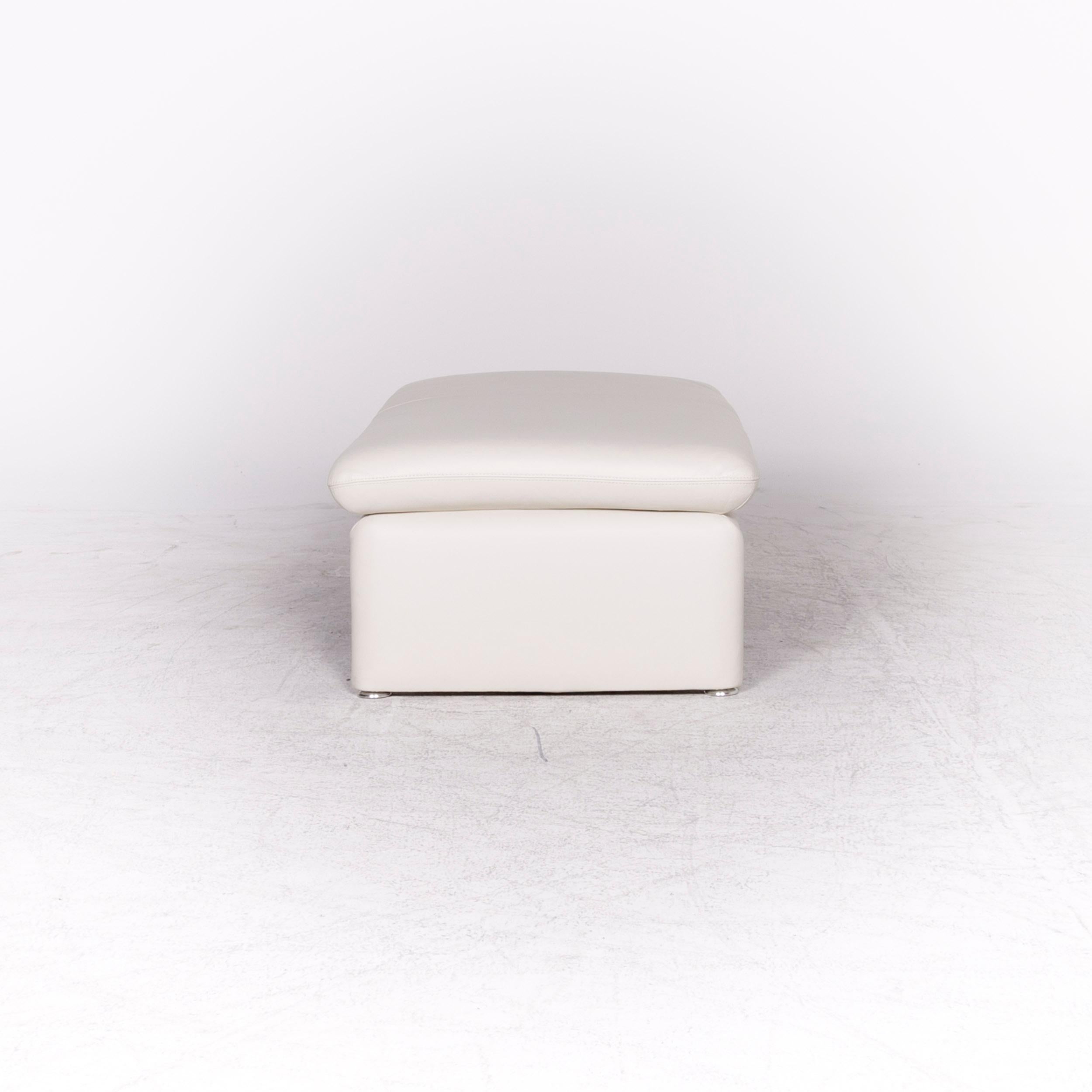 Willi Schillig Brooklyn Designer Leather Stool White Genuine Leather Stool For Sale 4