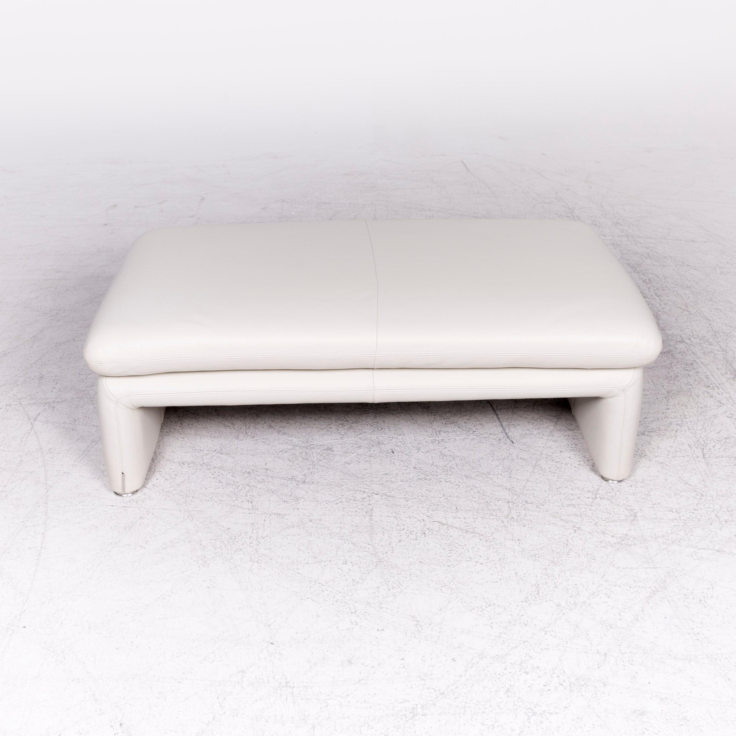 Contemporary Willi Schillig Brooklyn Designer Leather Stool White Genuine Leather Stool For Sale