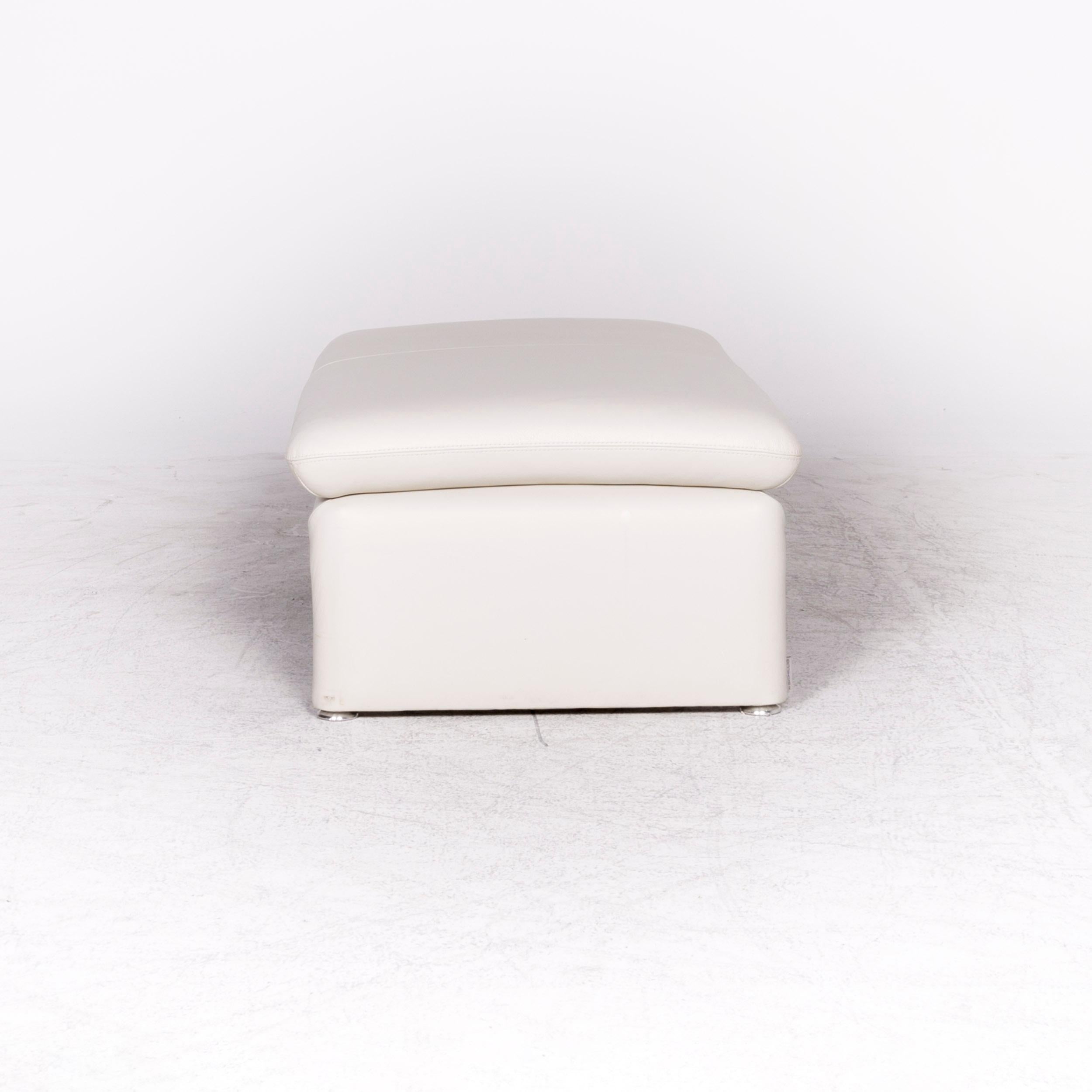 Willi Schillig Brooklyn Designer Leather Stool White Genuine Leather Stool For Sale 2