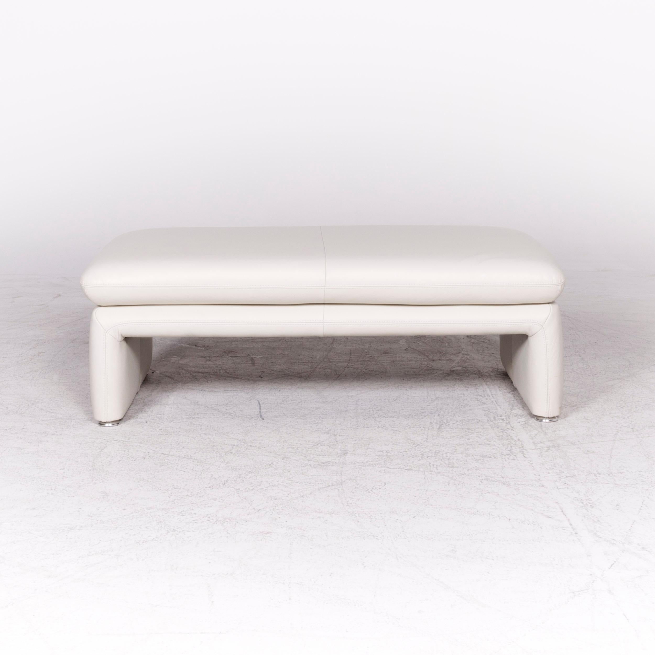 Willi Schillig Brooklyn Designer Leather Stool White Genuine Leather Stool For Sale 3