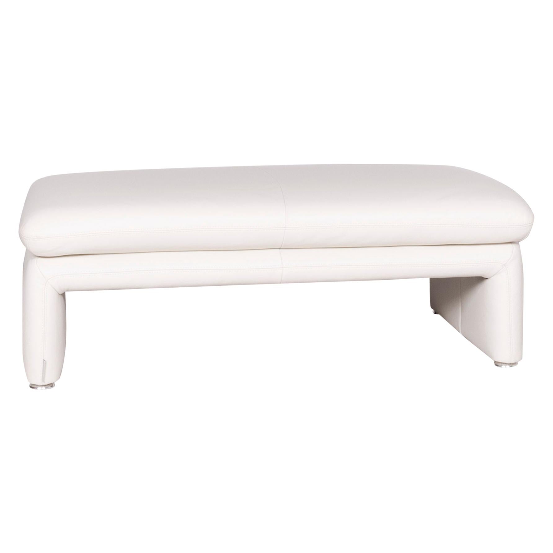 Willi Schillig Brooklyn Designer Leather Stool White Genuine Leather Stool For Sale