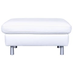 Willi Schillig Cocoon Designer Footstool White Leather Modern