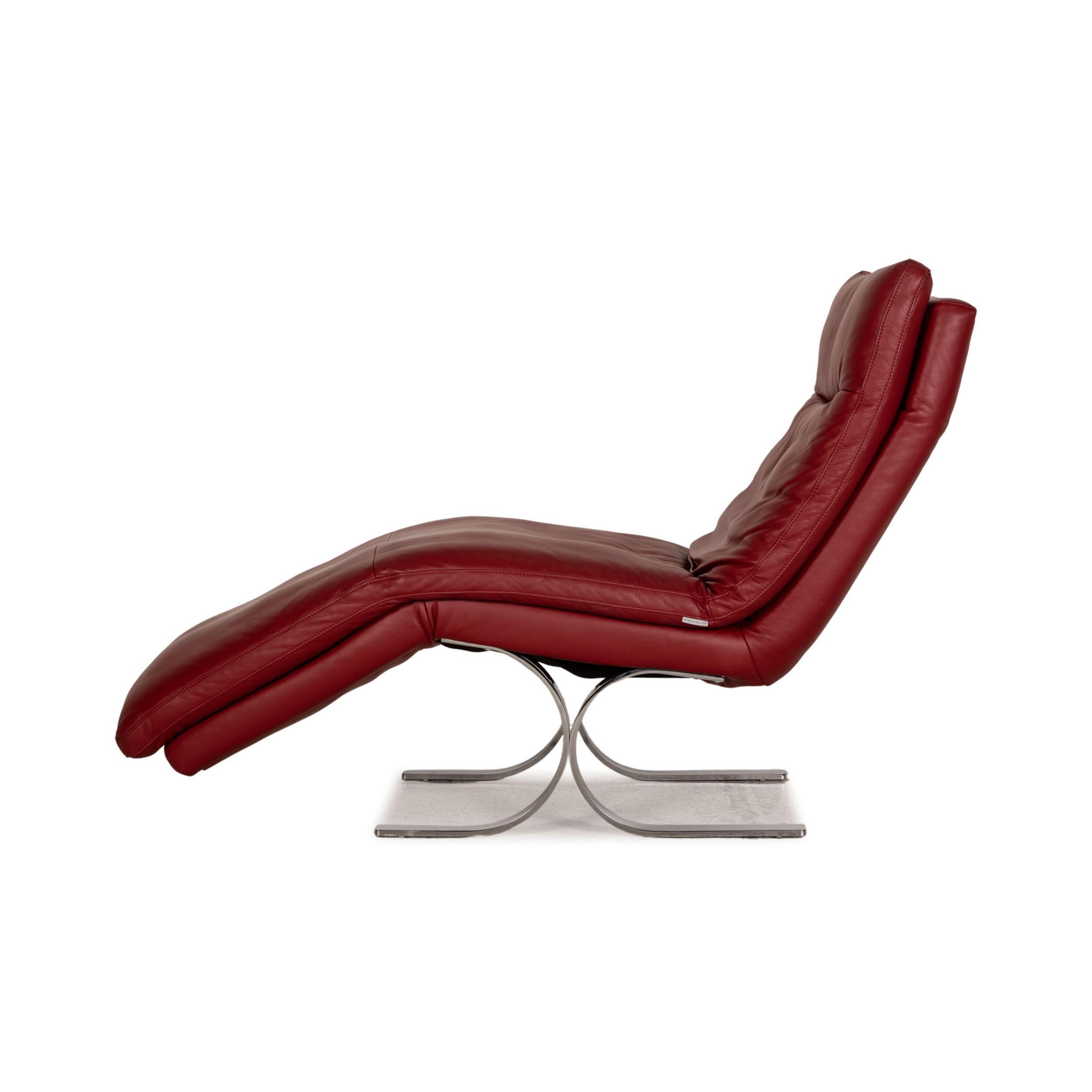 Willi Schillig Daily Dreams Leather Lounger Red Function Relaxation Function For Sale 4