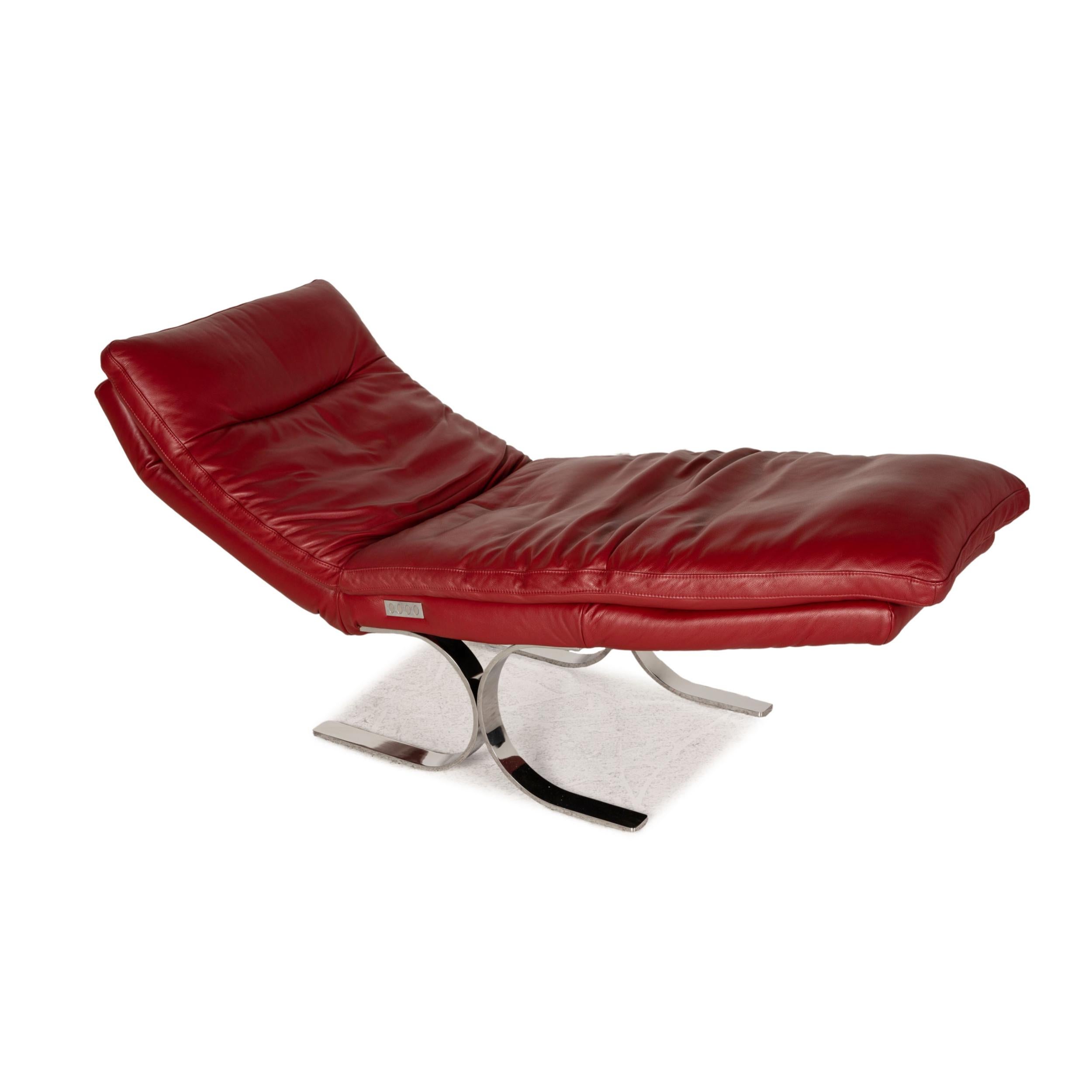 Modern Willi Schillig Daily Dreams Leather Lounger Red Function Relaxation Function For Sale