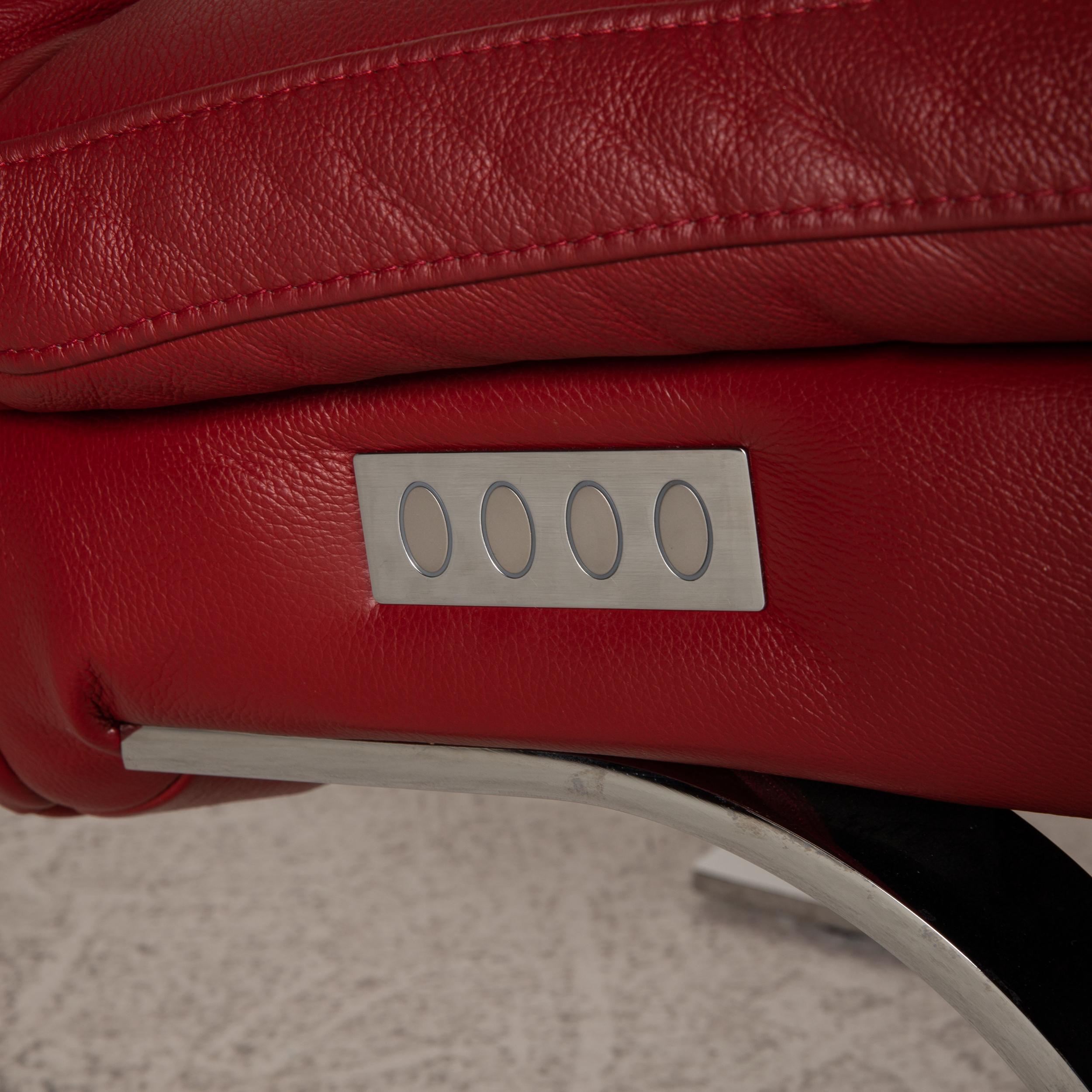 Willi Schillig Daily Dreams Leather Lounger Red Function Relaxation Function In Good Condition For Sale In Cologne, DE