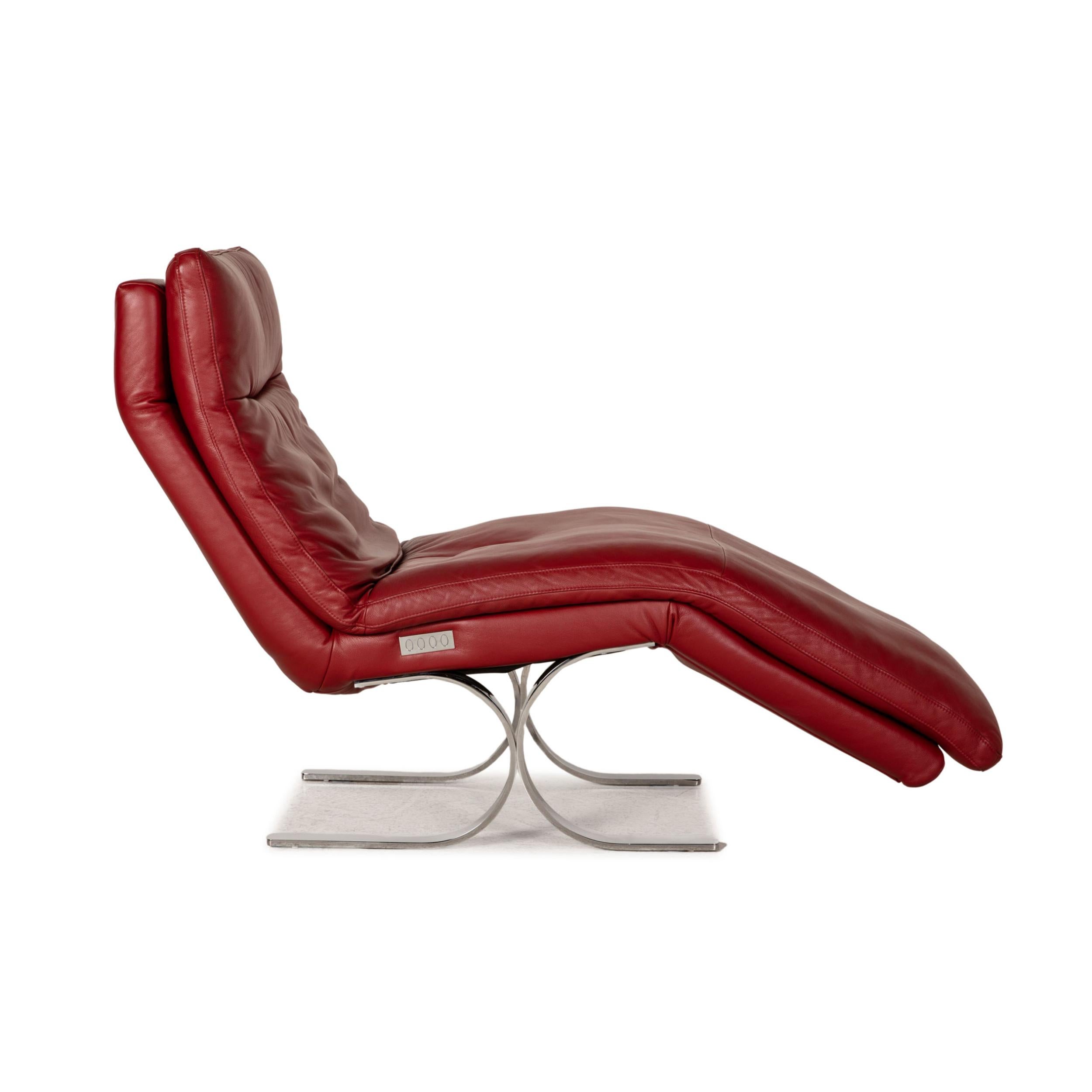 Willi Schillig Daily Dreams Leather Lounger Red Function Relaxation Function For Sale 2