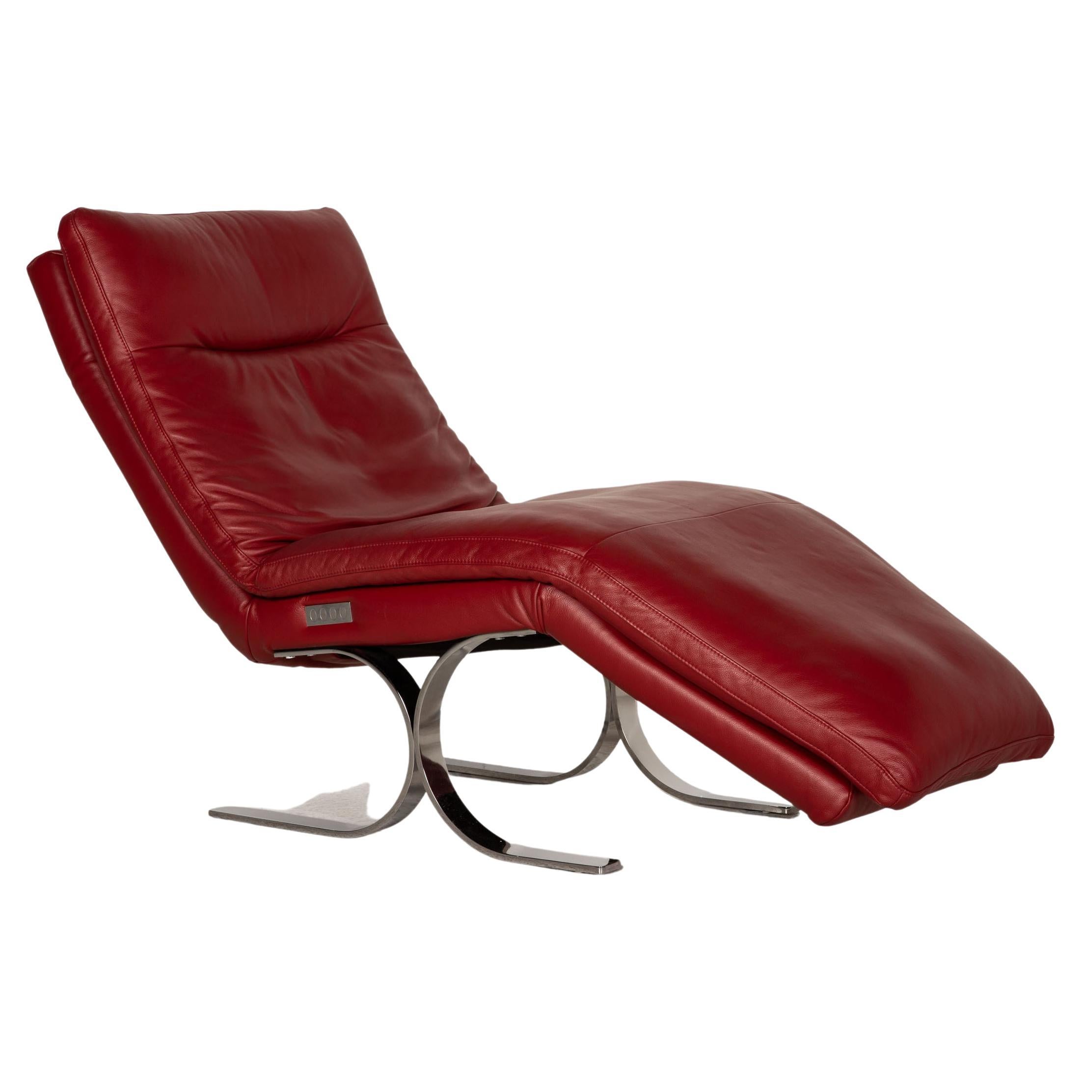 Willi Schillig Daily Dreams Leather Lounger Red Function Relaxation Function For Sale