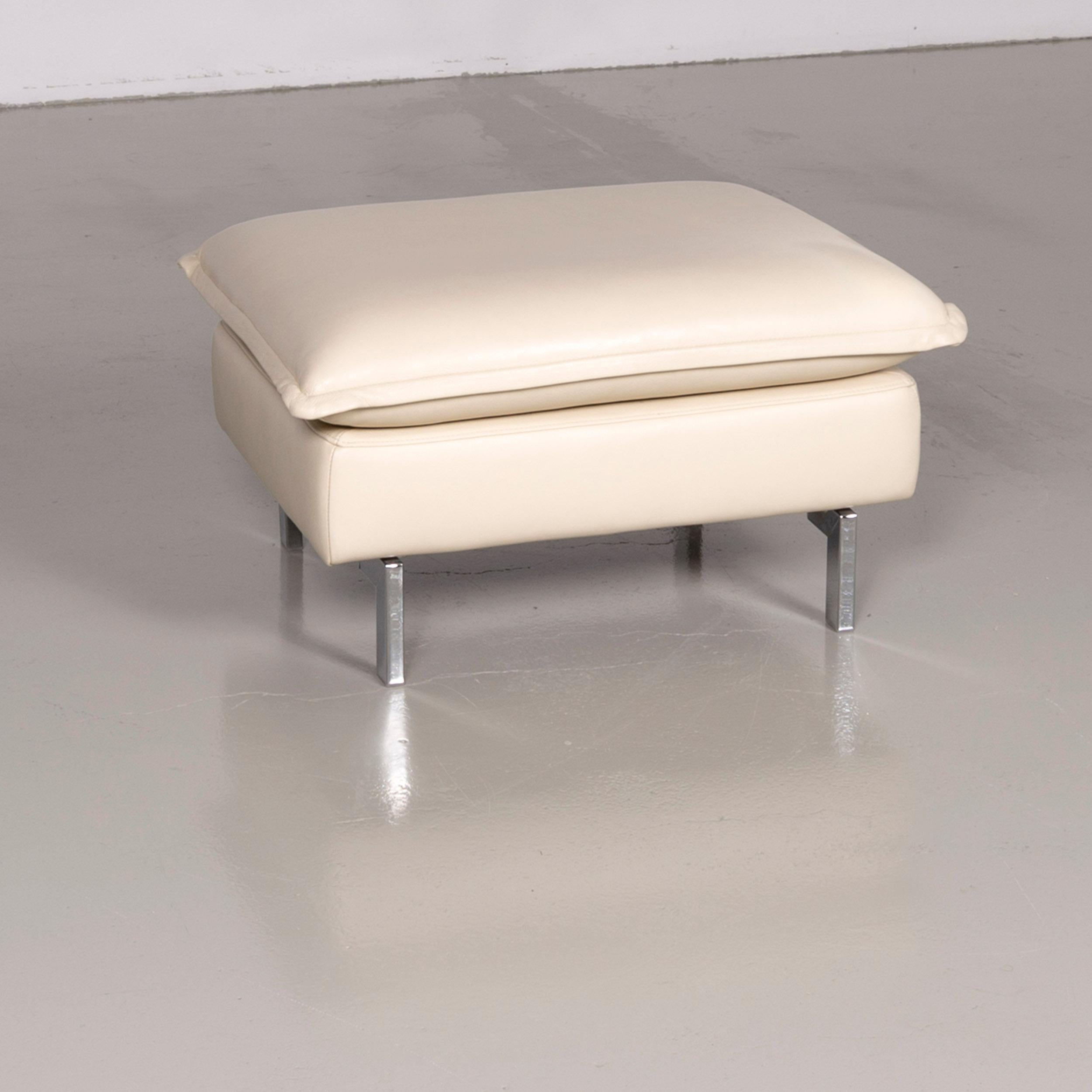 Willi Schillig designer footstool creme leather.