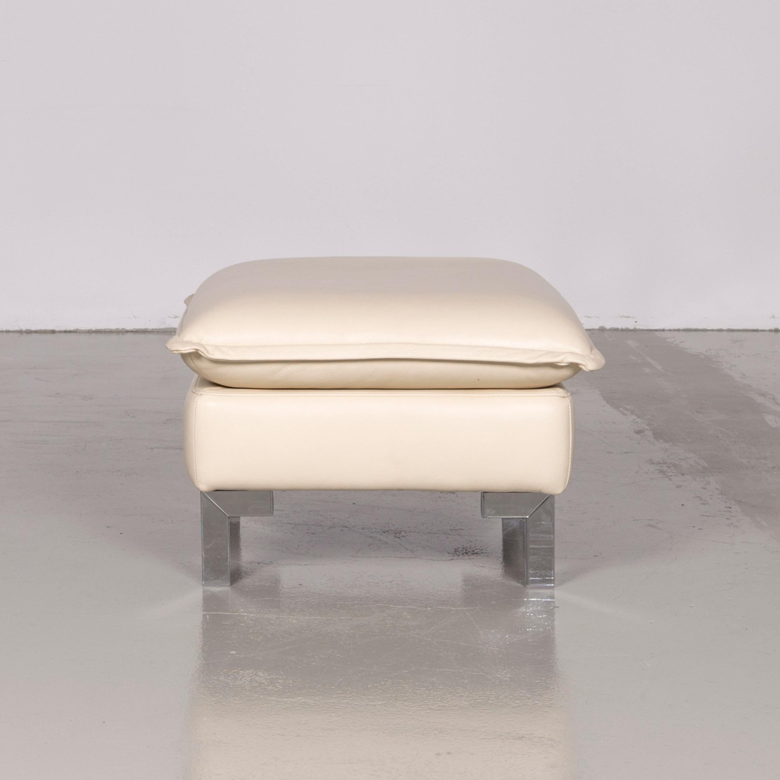 Willi Schillig Designer Footstool Creme Leather  For Sale 1