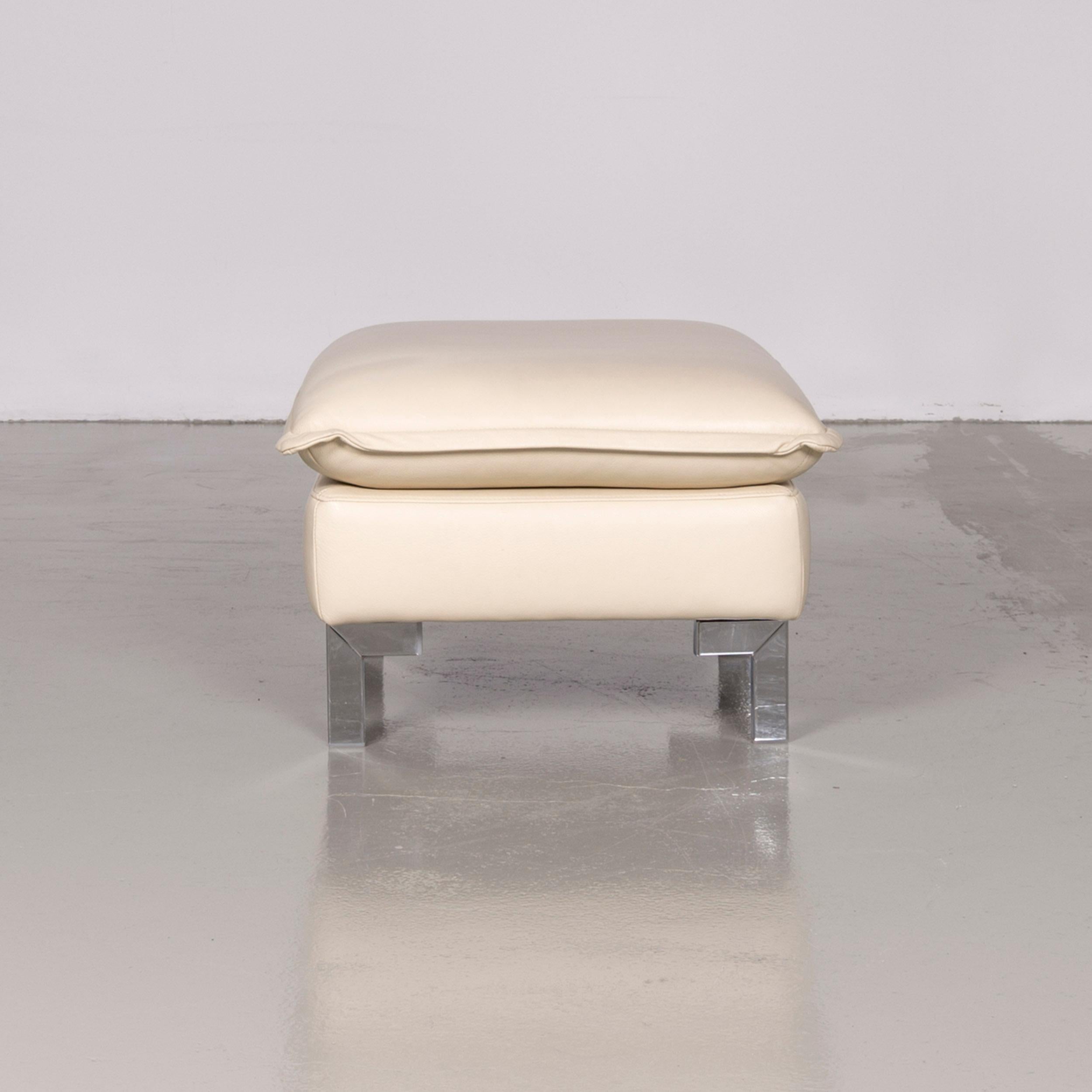 Willi Schillig Designer Footstool Creme Leather  For Sale 3