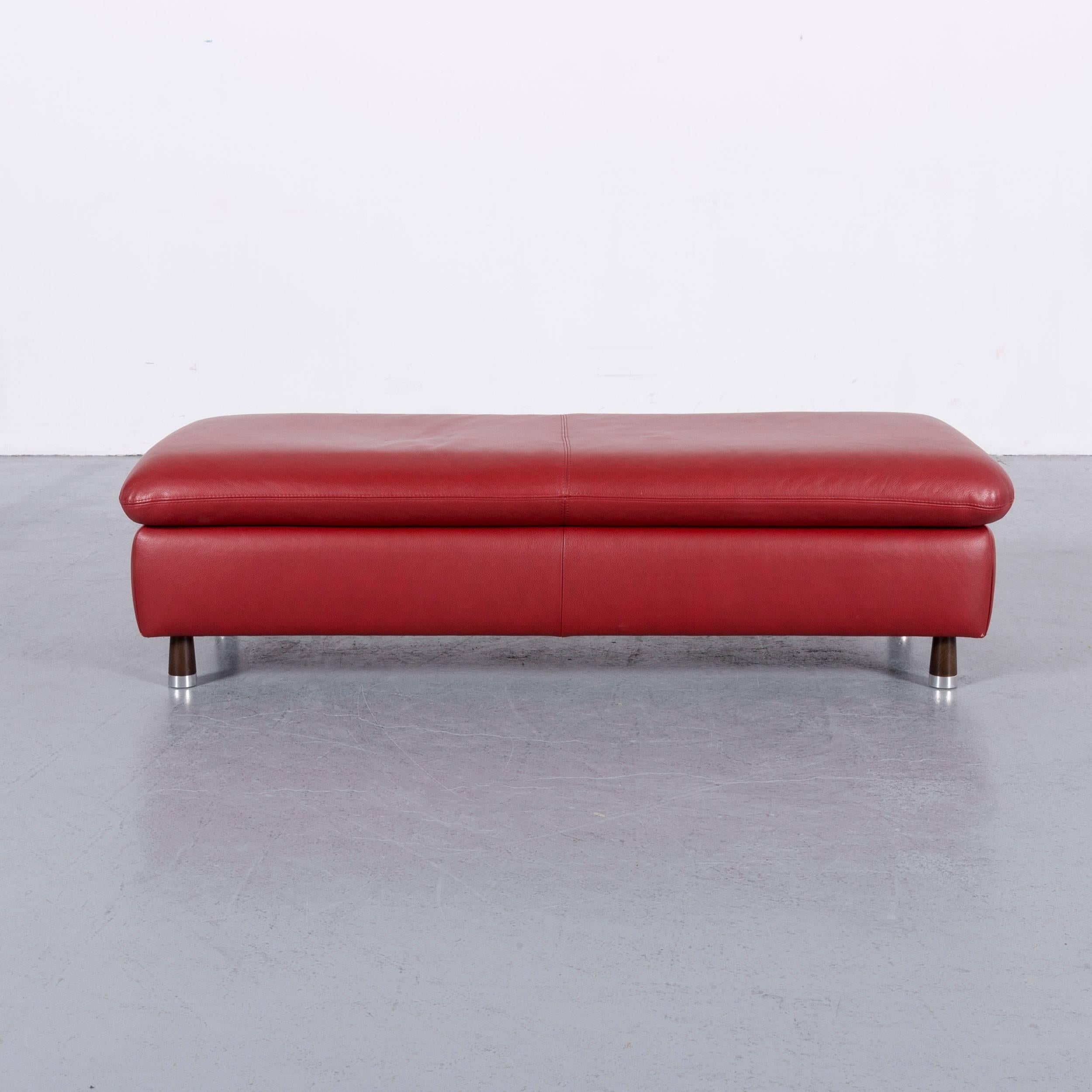 German Willi Schillig Designer Footstool Red Leather Modern For Sale