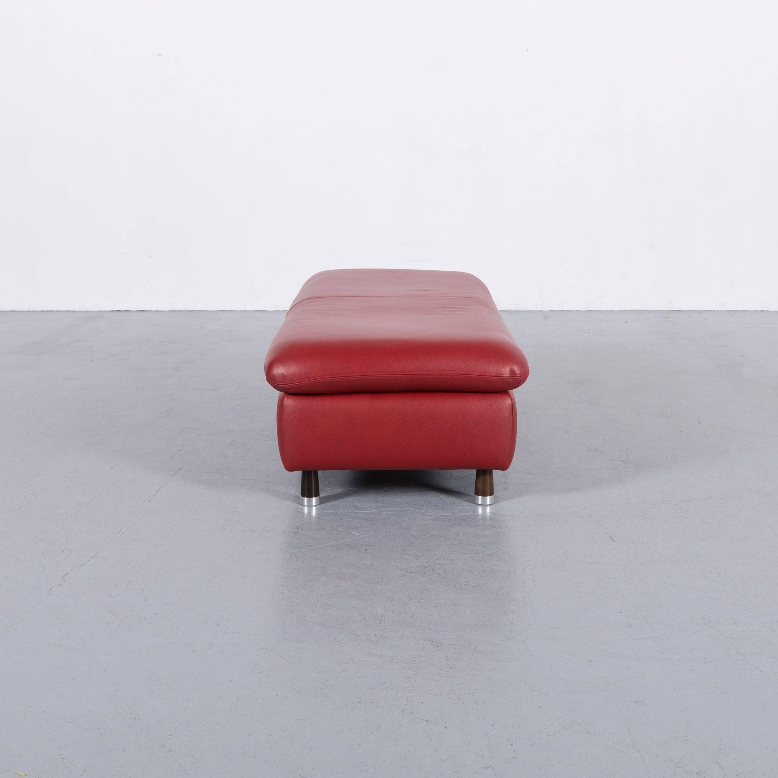 Willi Schillig Designer Footstool Red Leather Modern For Sale 2