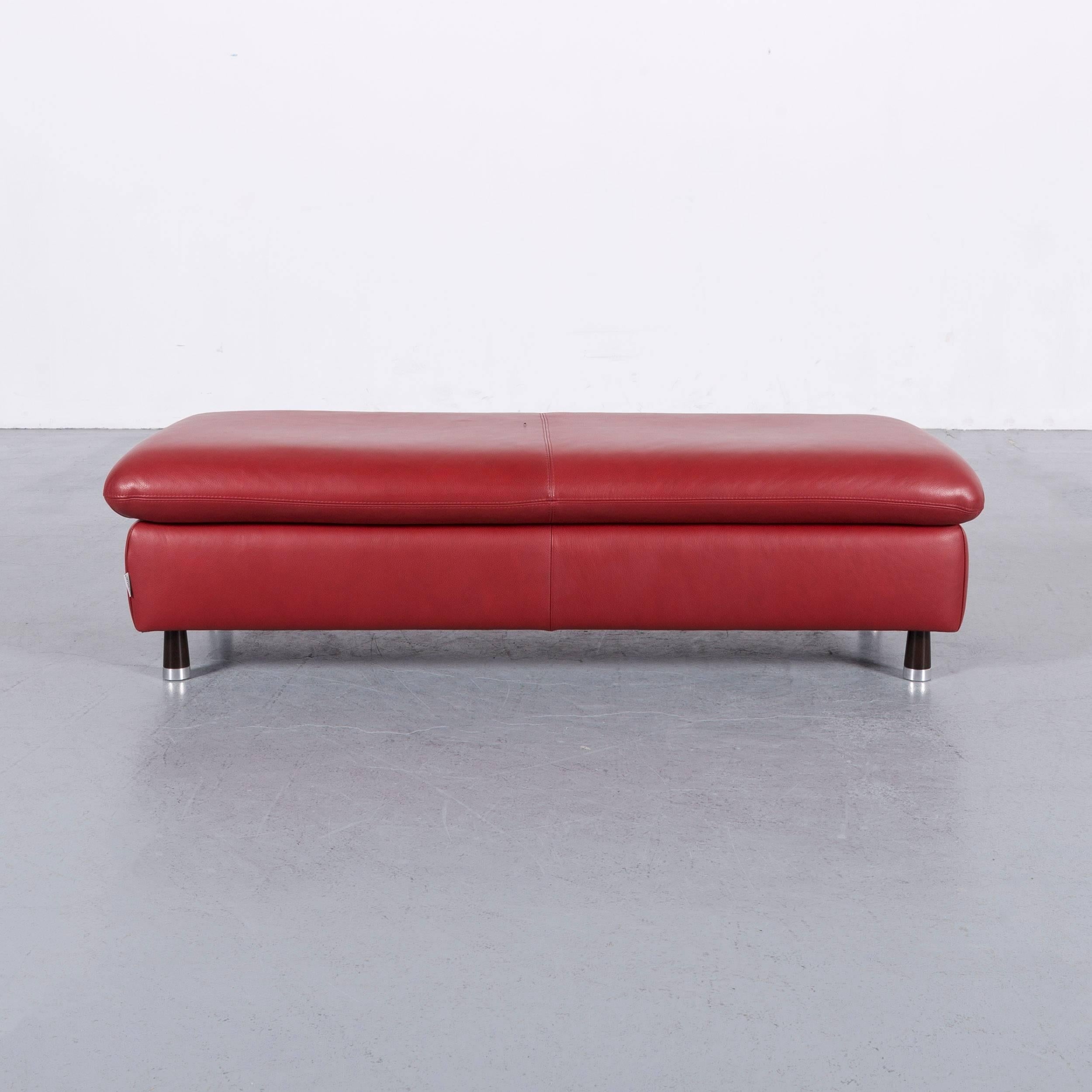 Willi Schillig Designer Footstool Red Leather Modern For Sale 3
