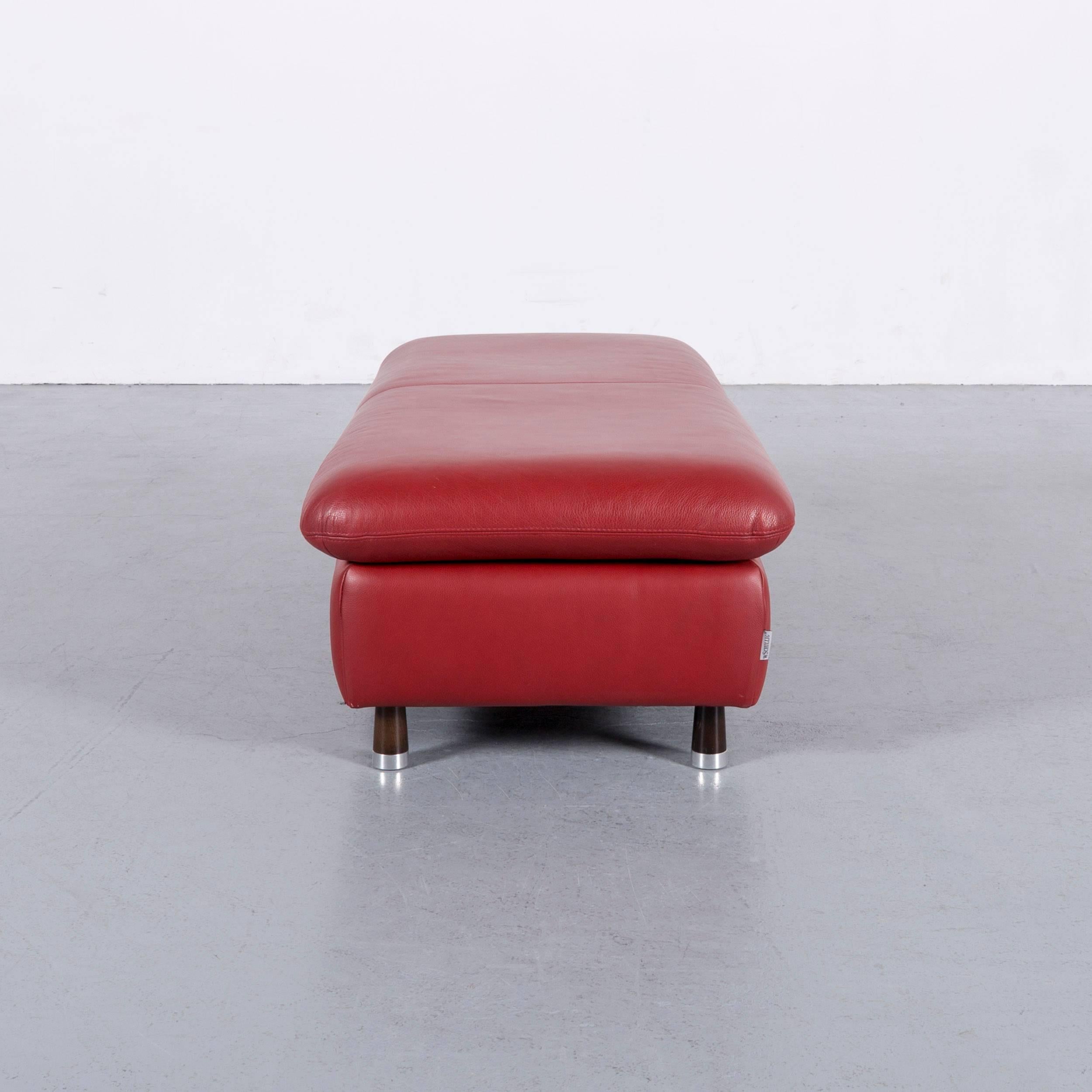 Willi Schillig Designer Footstool Red Leather Modern For Sale 4