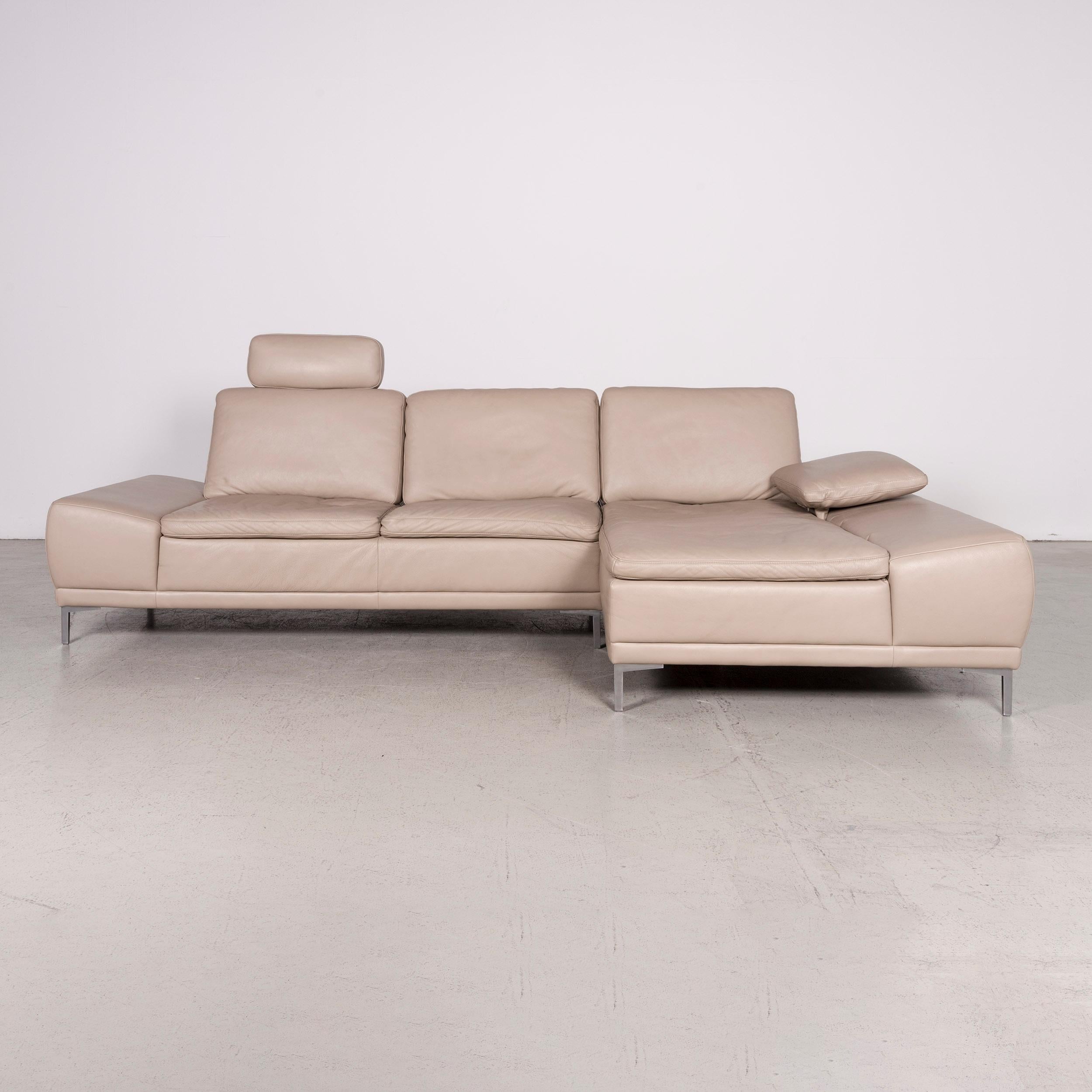 Modern Willi Schillig Designer Leather Corner Sofa Beige Real Leather Sofa Couch For Sale