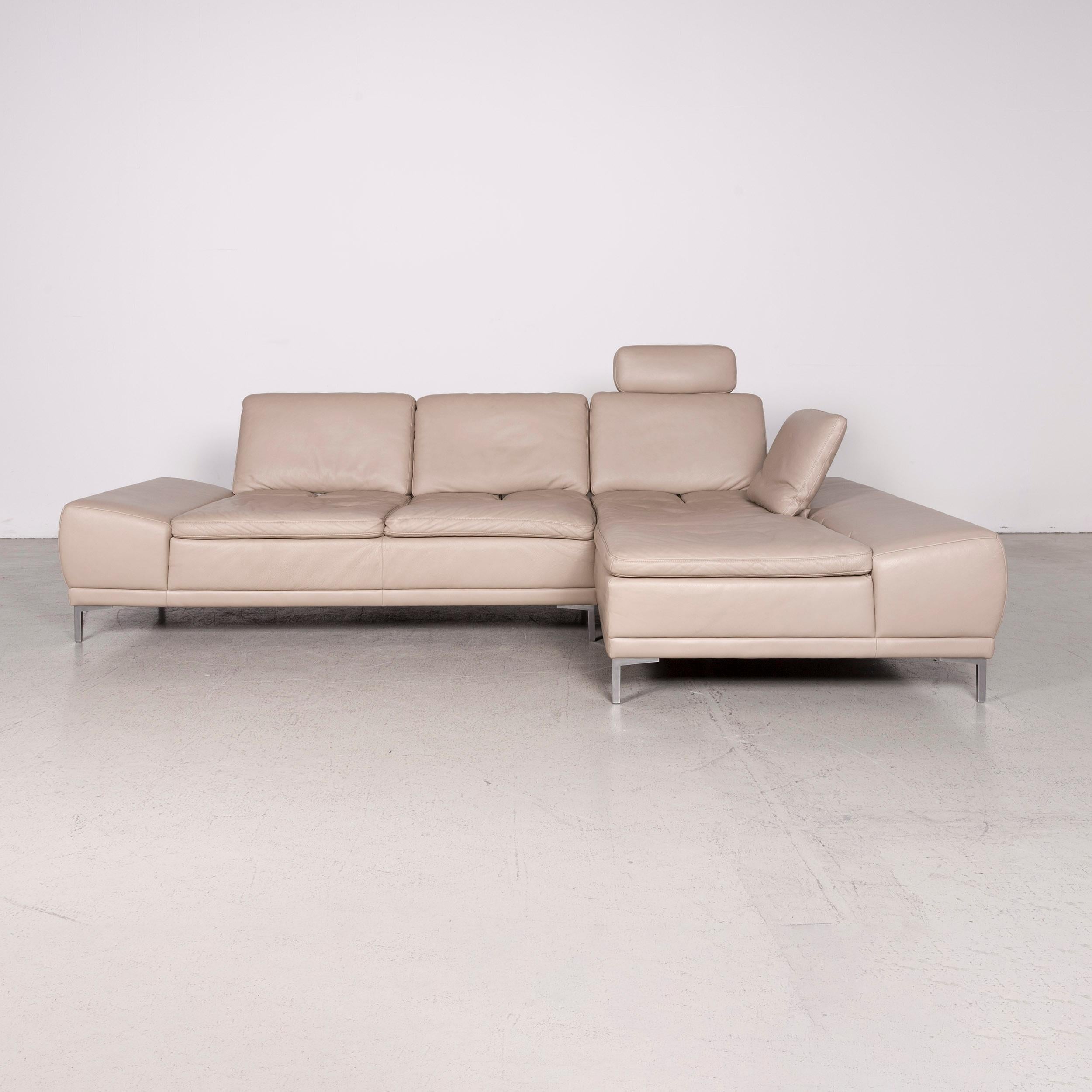 German Willi Schillig Designer Leather Corner Sofa Beige Real Leather Sofa Couch For Sale