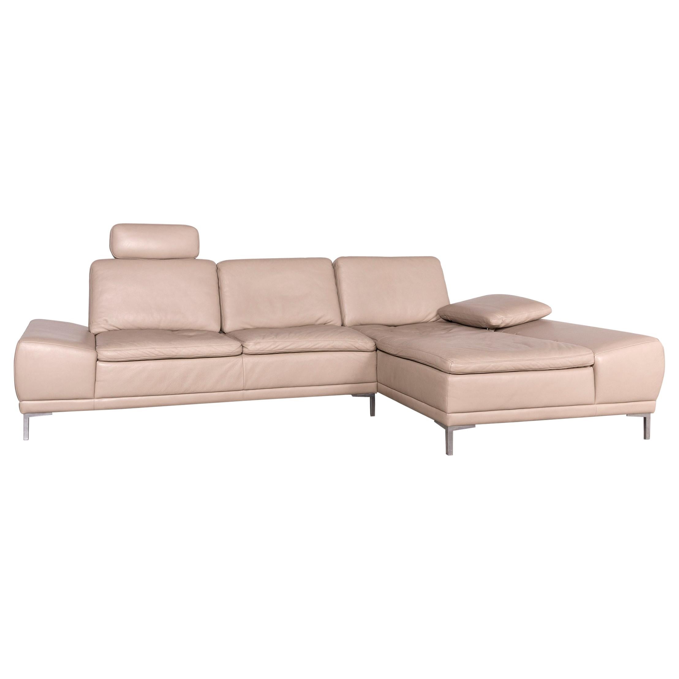 Willi Schillig Designer Leather Corner Sofa Beige Real Leather Sofa Couch For Sale