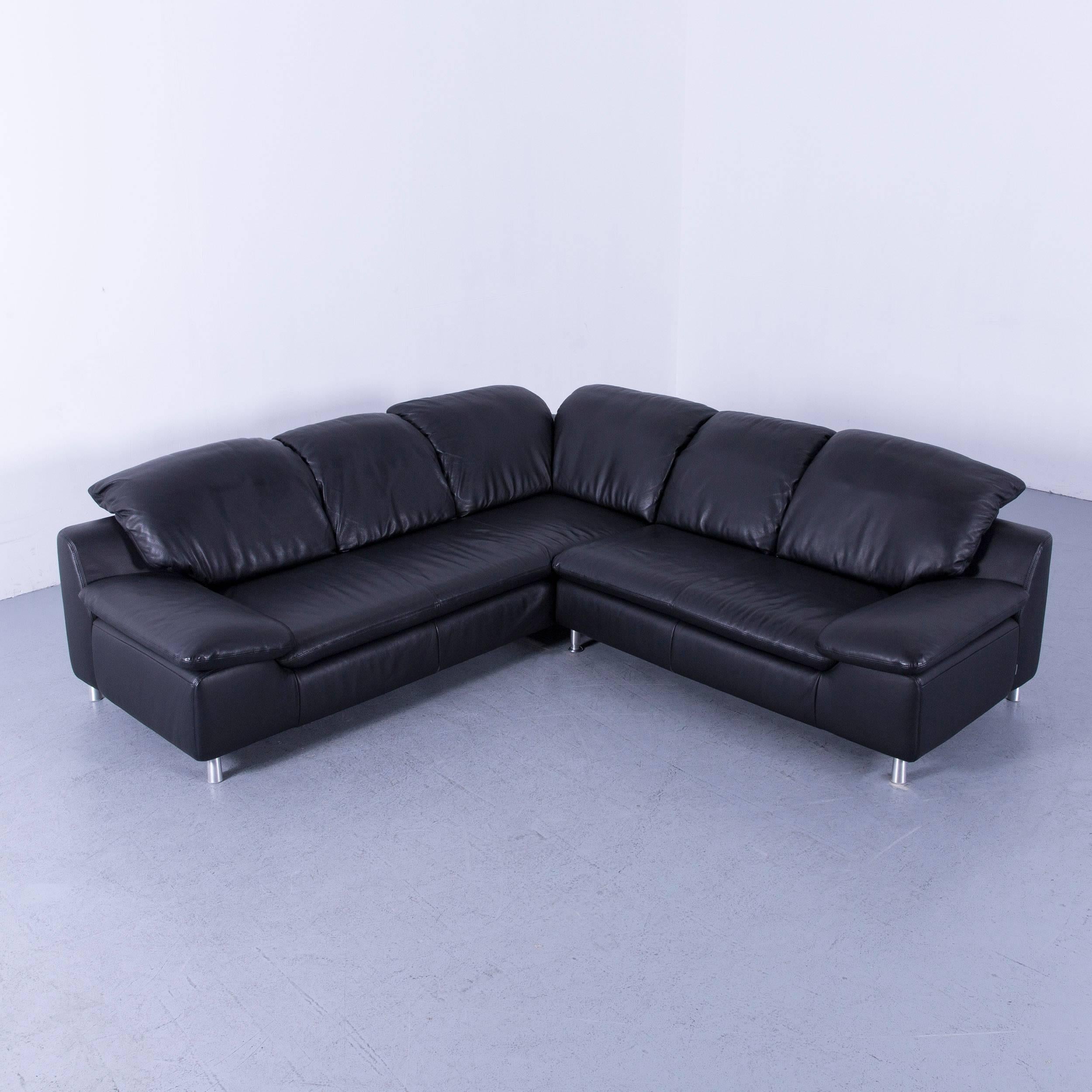 Willi Schillig Designer Leather Corner Sofa Black Full Leather with Functions In Good Condition In Cologne, DE
