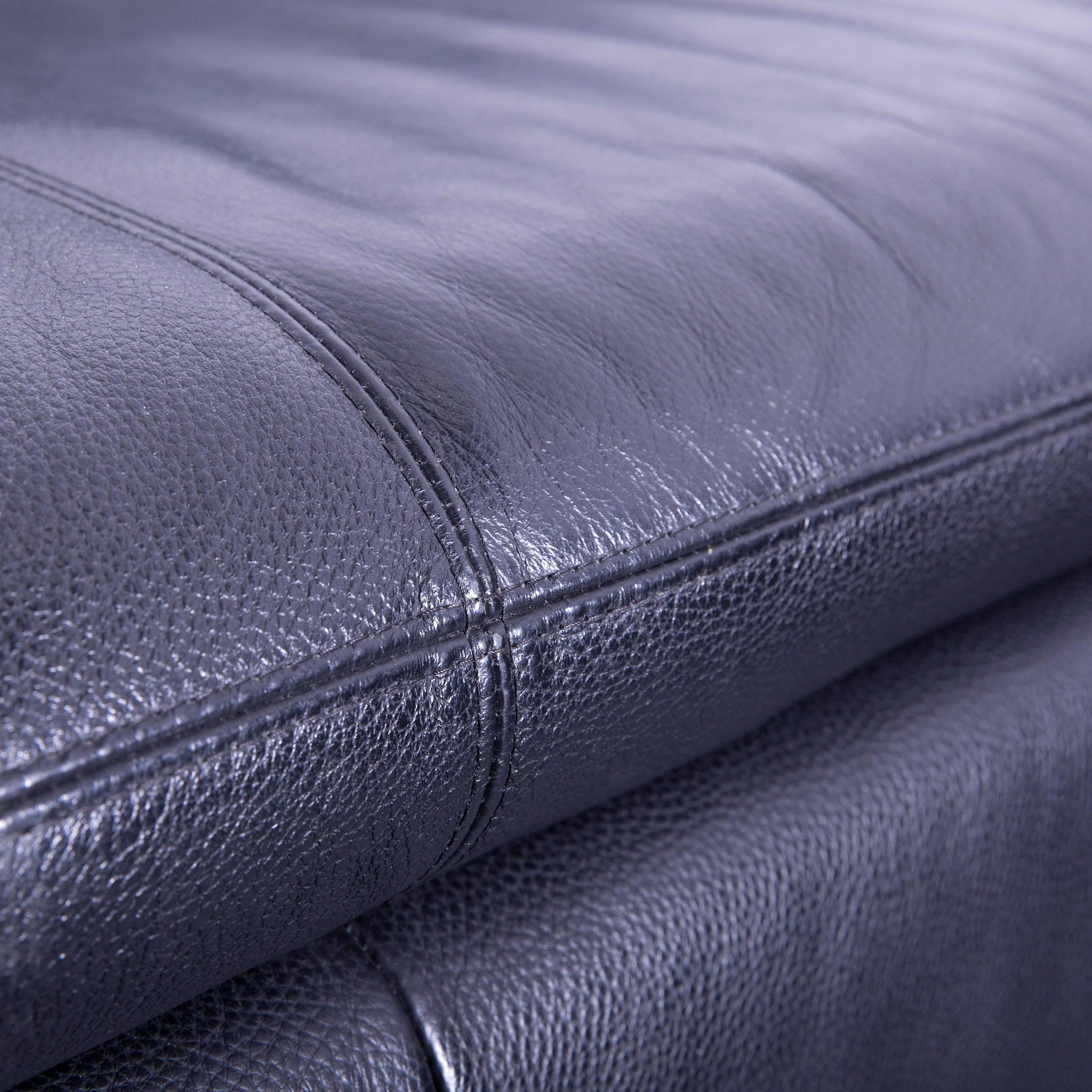 Willi Schillig Designer Leather Corner Sofa Black Full Leather with Functions 1