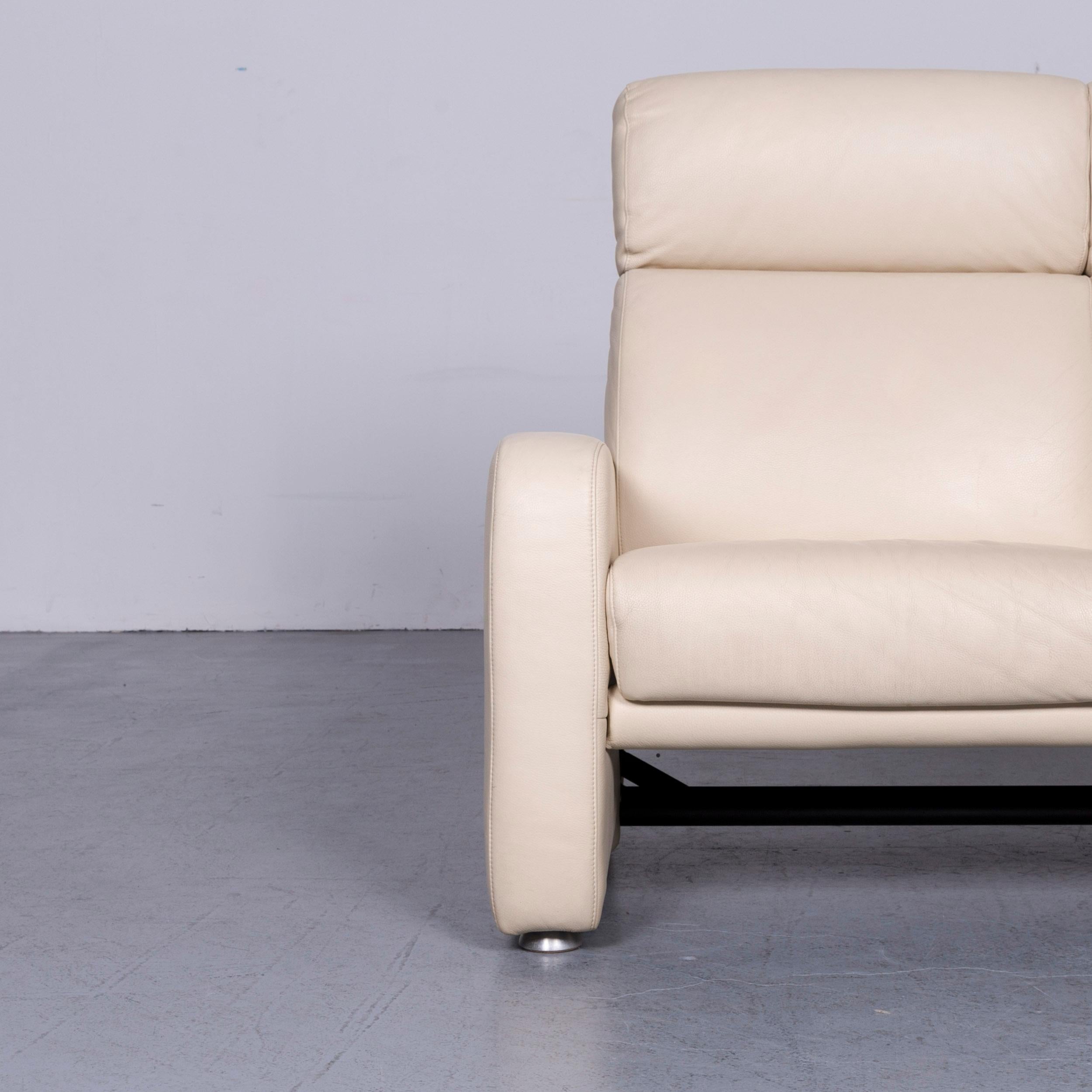 German Willi Schillig Designer Leather Sofa Beige Two-Seat Couch For Sale