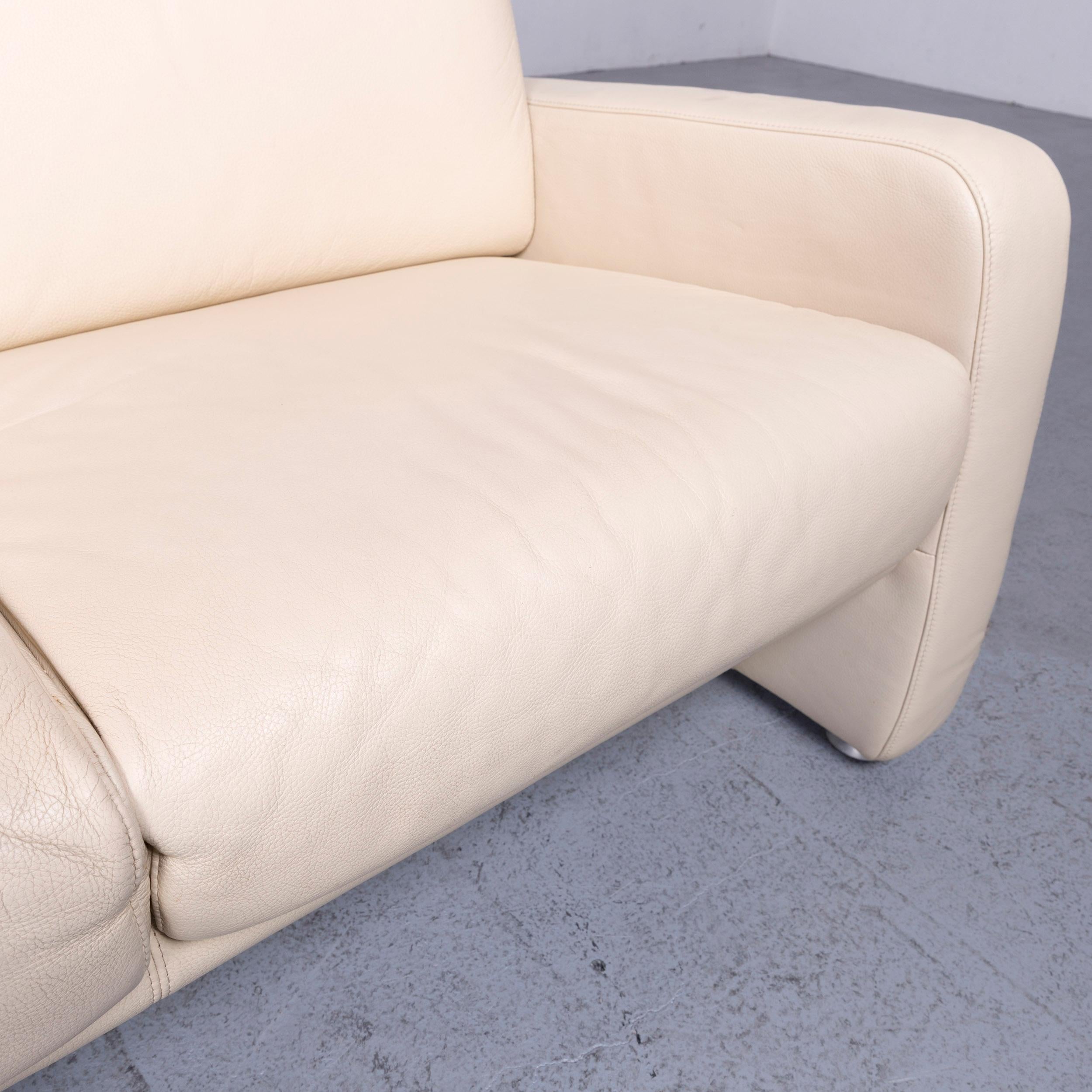 Contemporary Willi Schillig Designer Leather Sofa Beige Two-Seat Couch For Sale