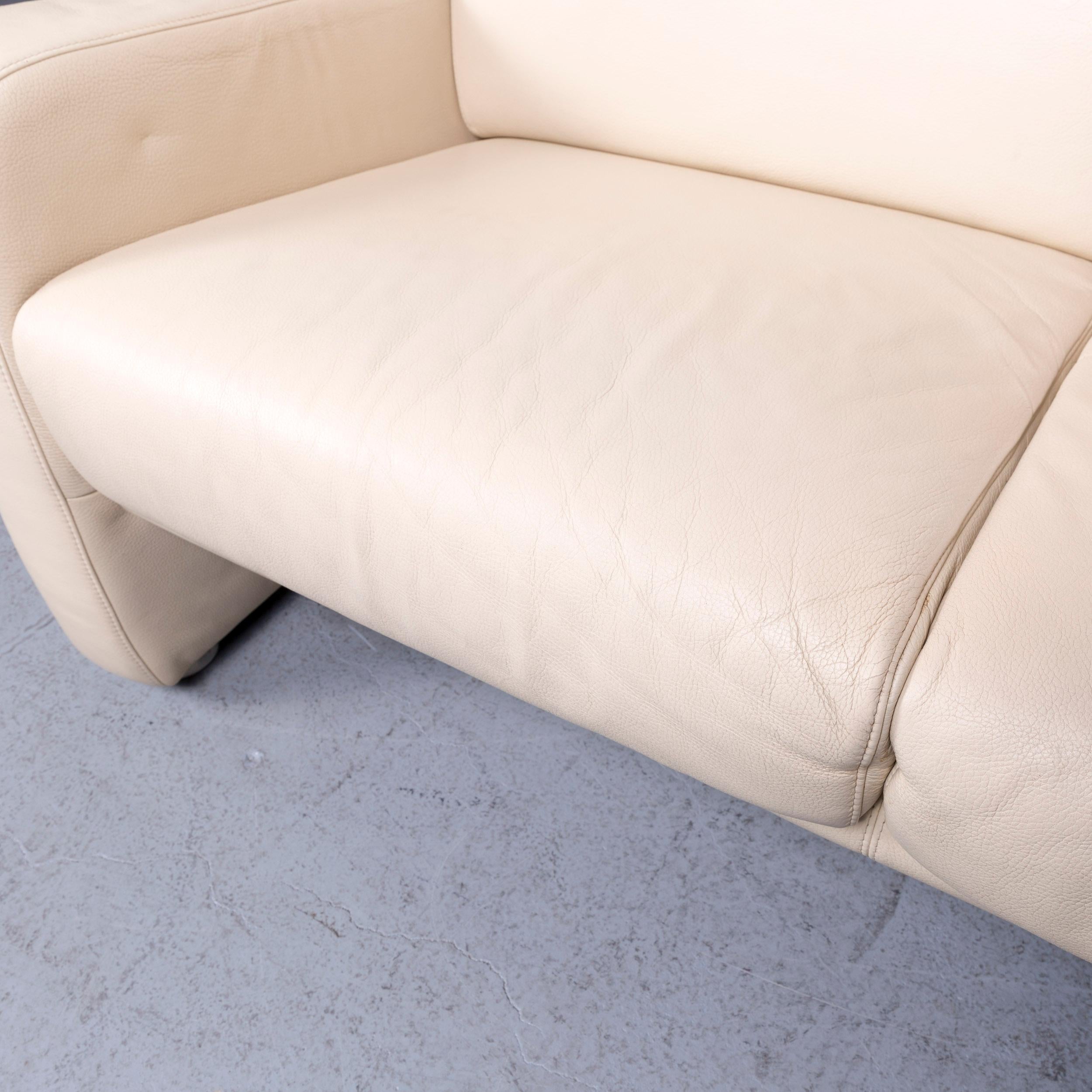 Willi Schillig Designer Leather Sofa Beige Two-Seat Couch For Sale 1