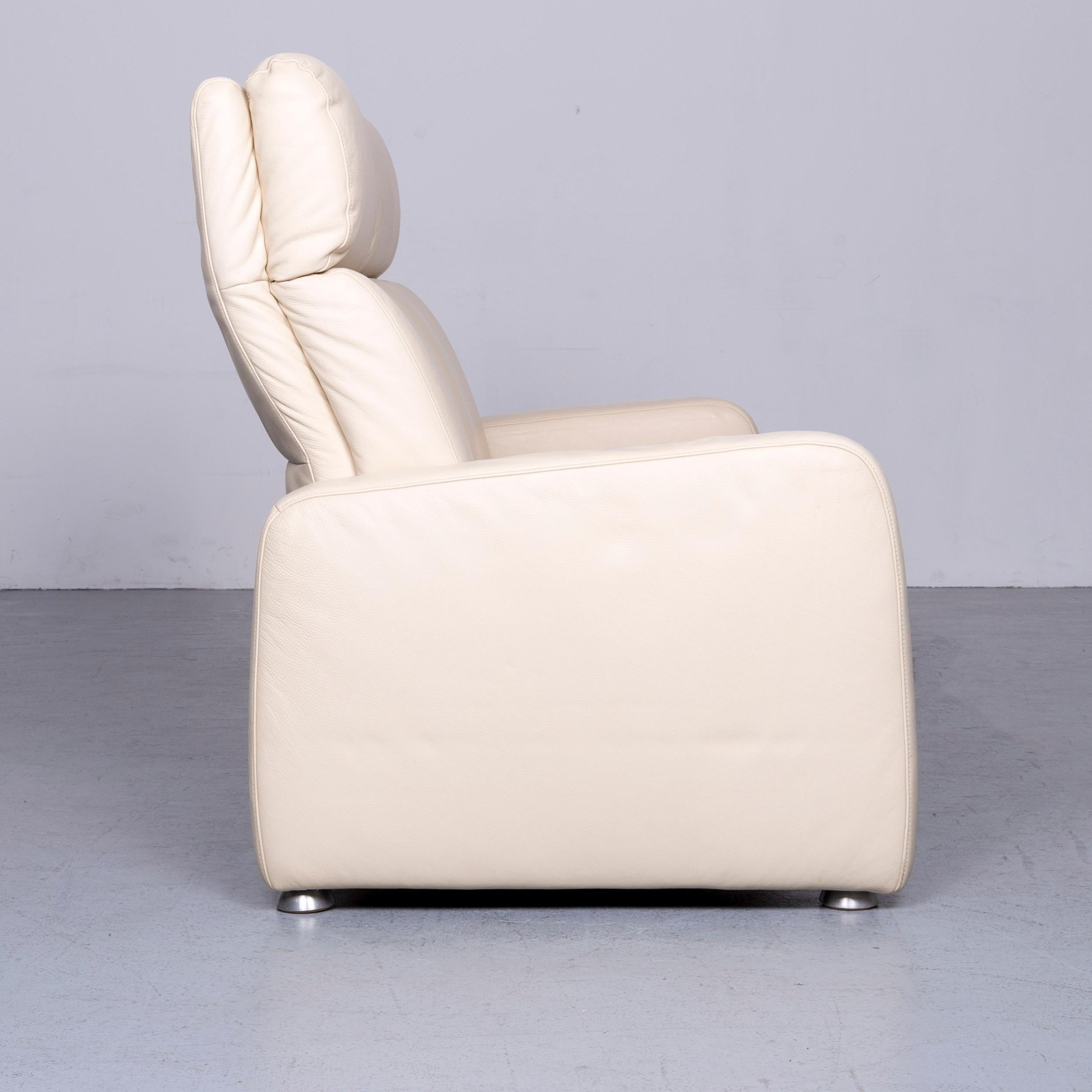 Willi Schillig Designer Leather Sofa Beige Two-Seat Couch For Sale 3