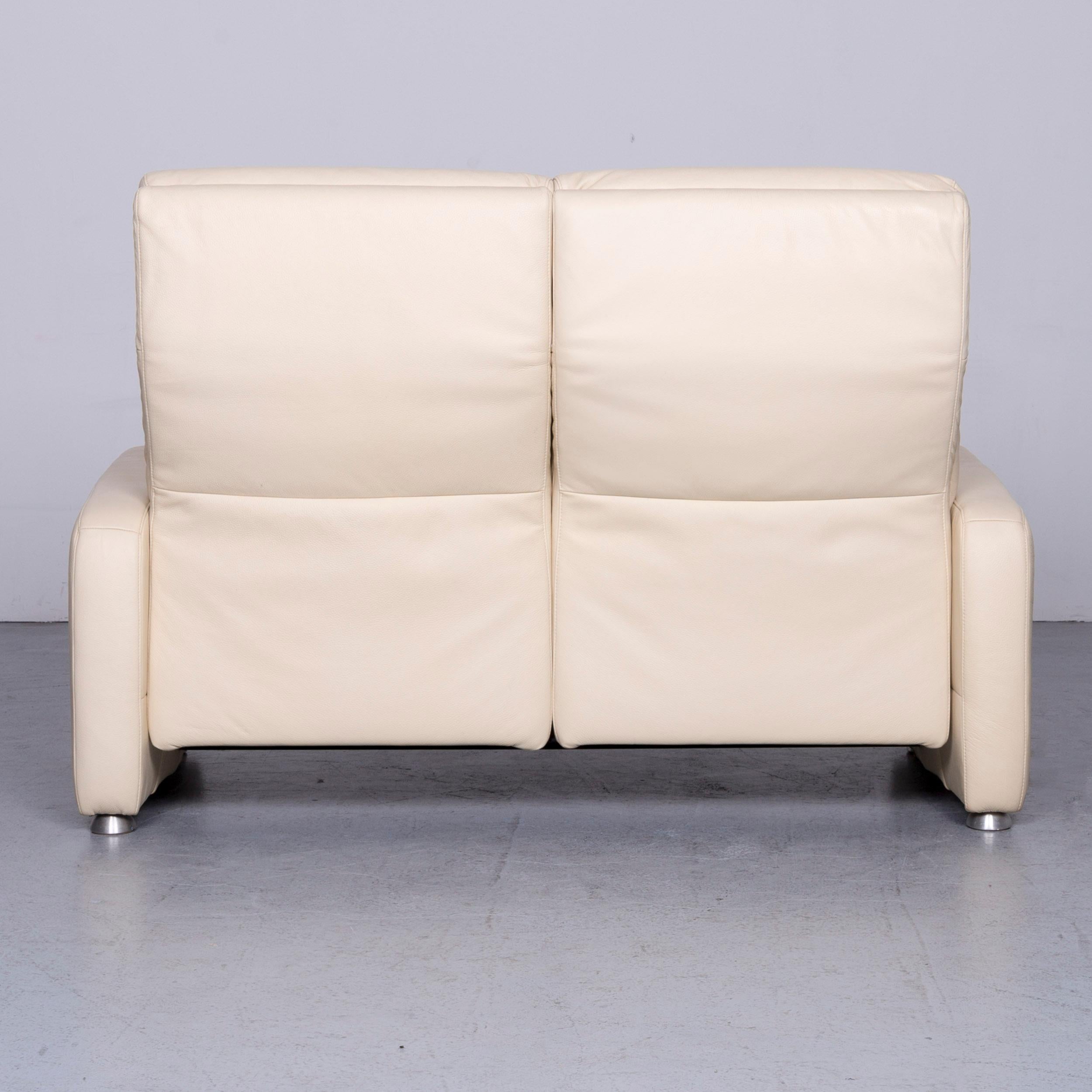 Willi Schillig Designer Leather Sofa Beige Two-Seat Couch For Sale 4