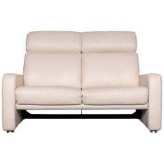 Willi Schillig Designer Leather Sofa Beige Two-Seat Couch