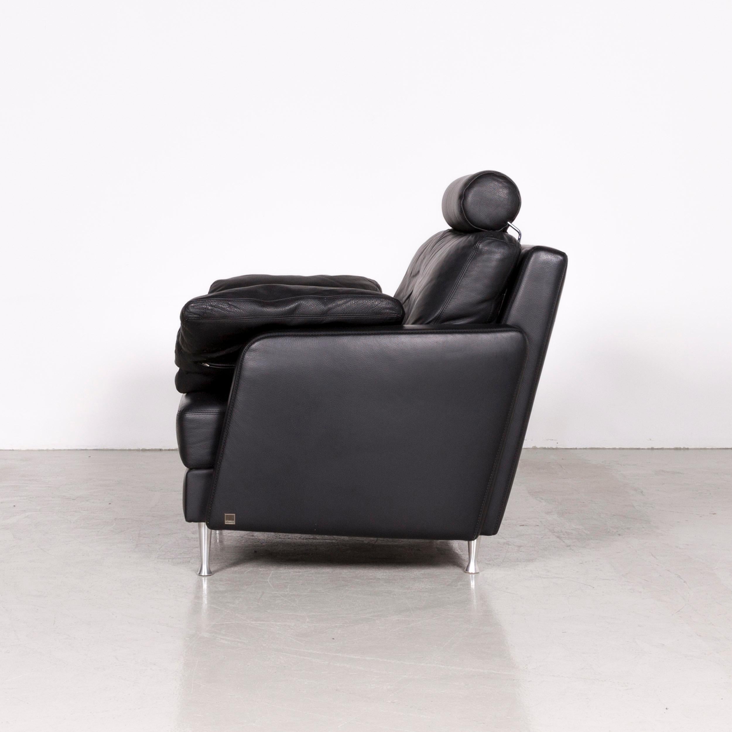 Willi Schillig Designer Leather Sofa Black Two-Seat Couch 4