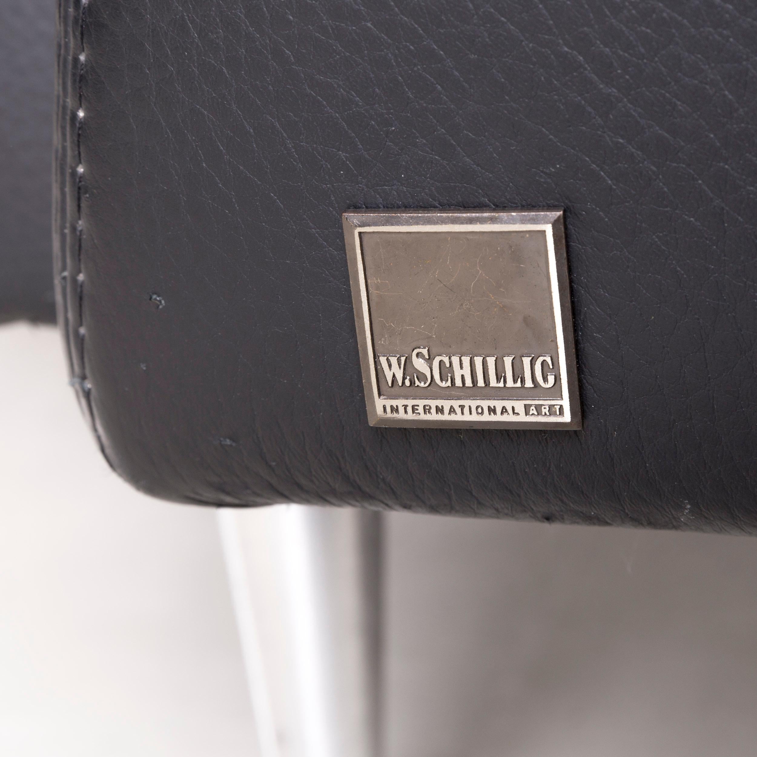 Willi Schillig Designer Leather Sofa Black Two-Seat Couch 1