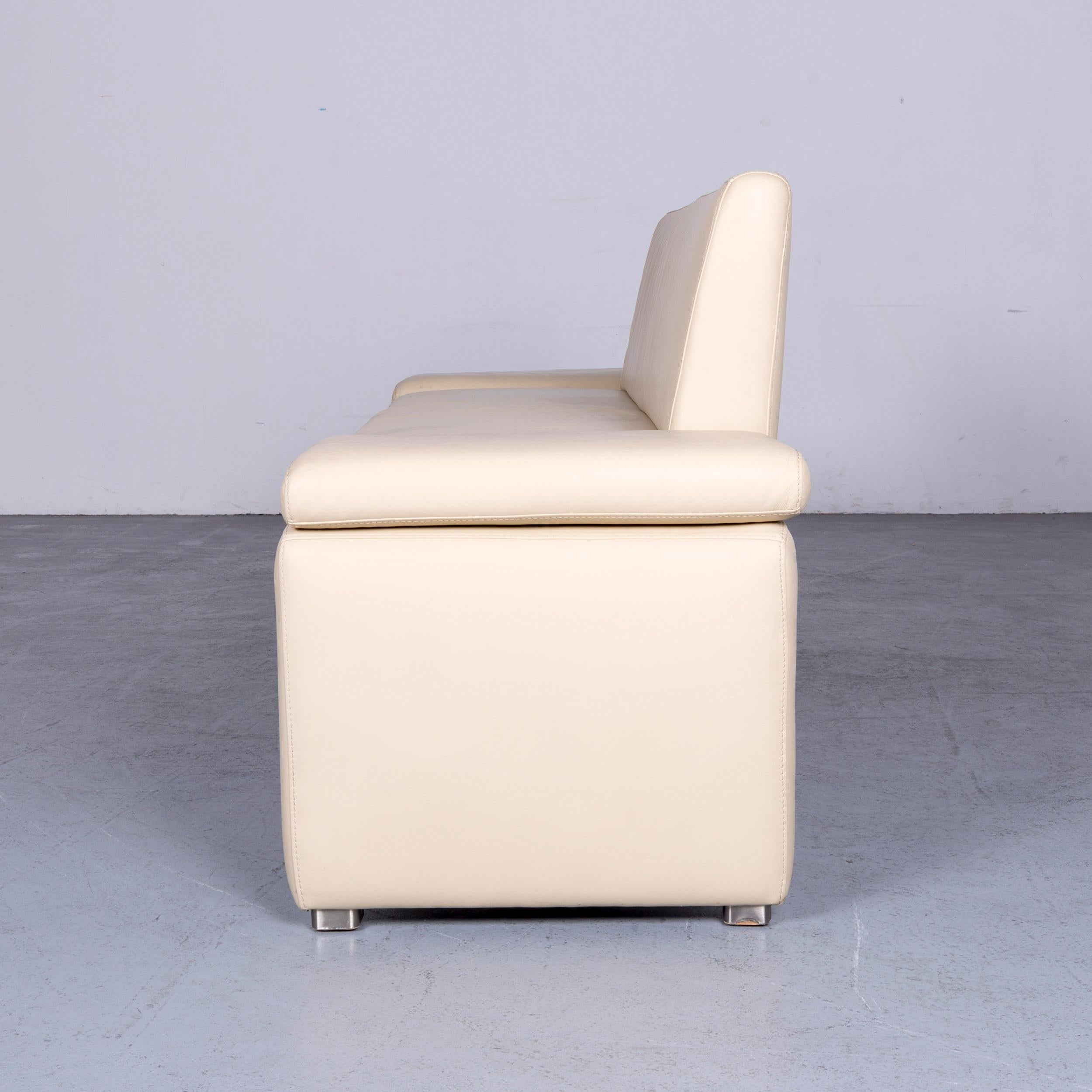 Willi Schillig Designer Leather Sofa Crème Three-Seat Couch For Sale 5