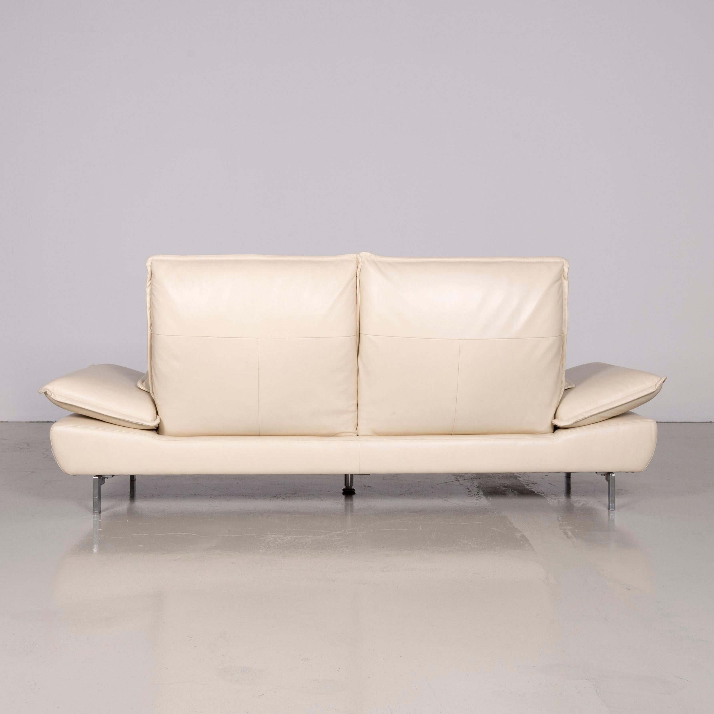 Willi Schillig Designer Leather Sofa Crème Three-Seat Couch For Sale 6