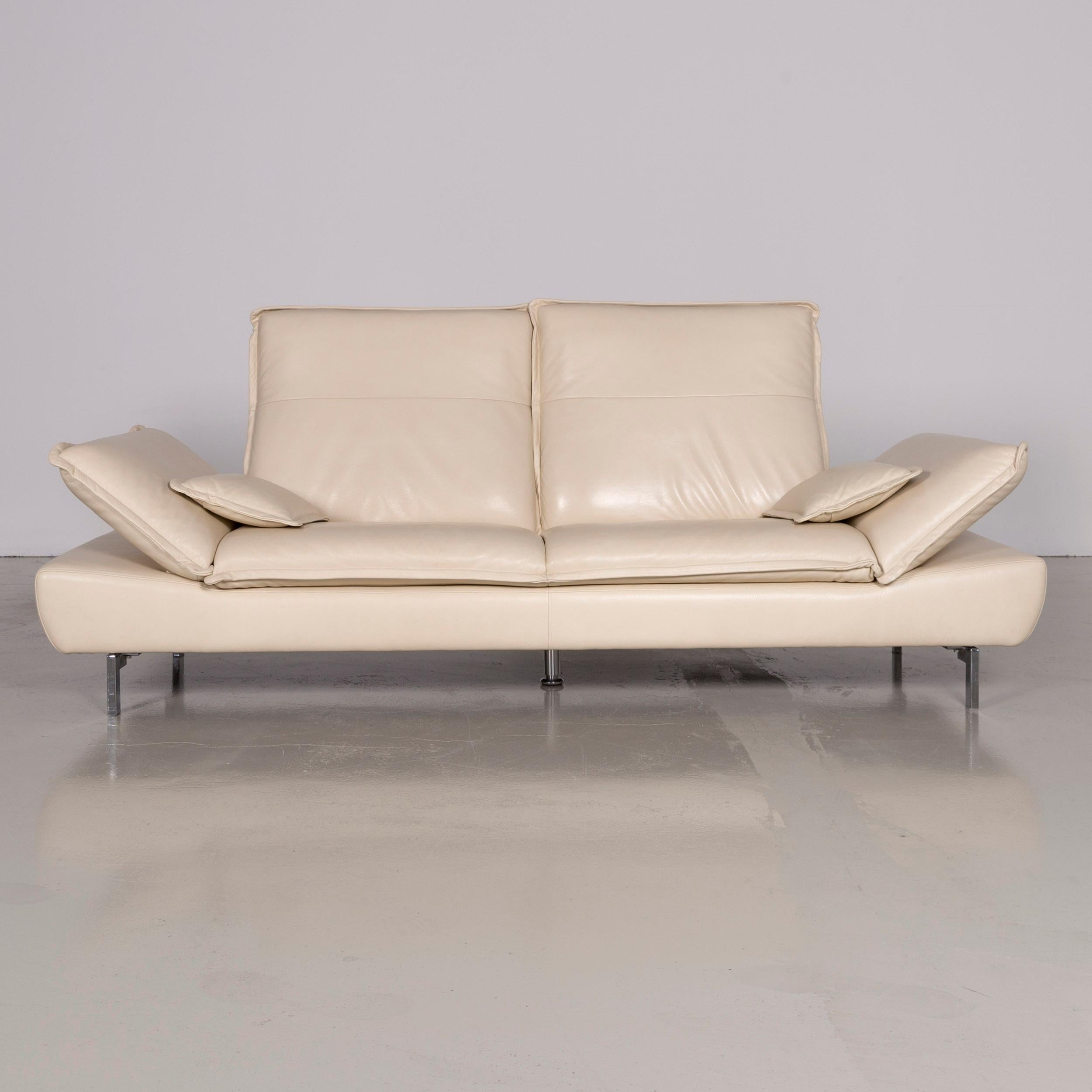 Willi Schillig Designer Leather Sofa Crème Three-Seat Couch In Good Condition For Sale In Cologne, DE