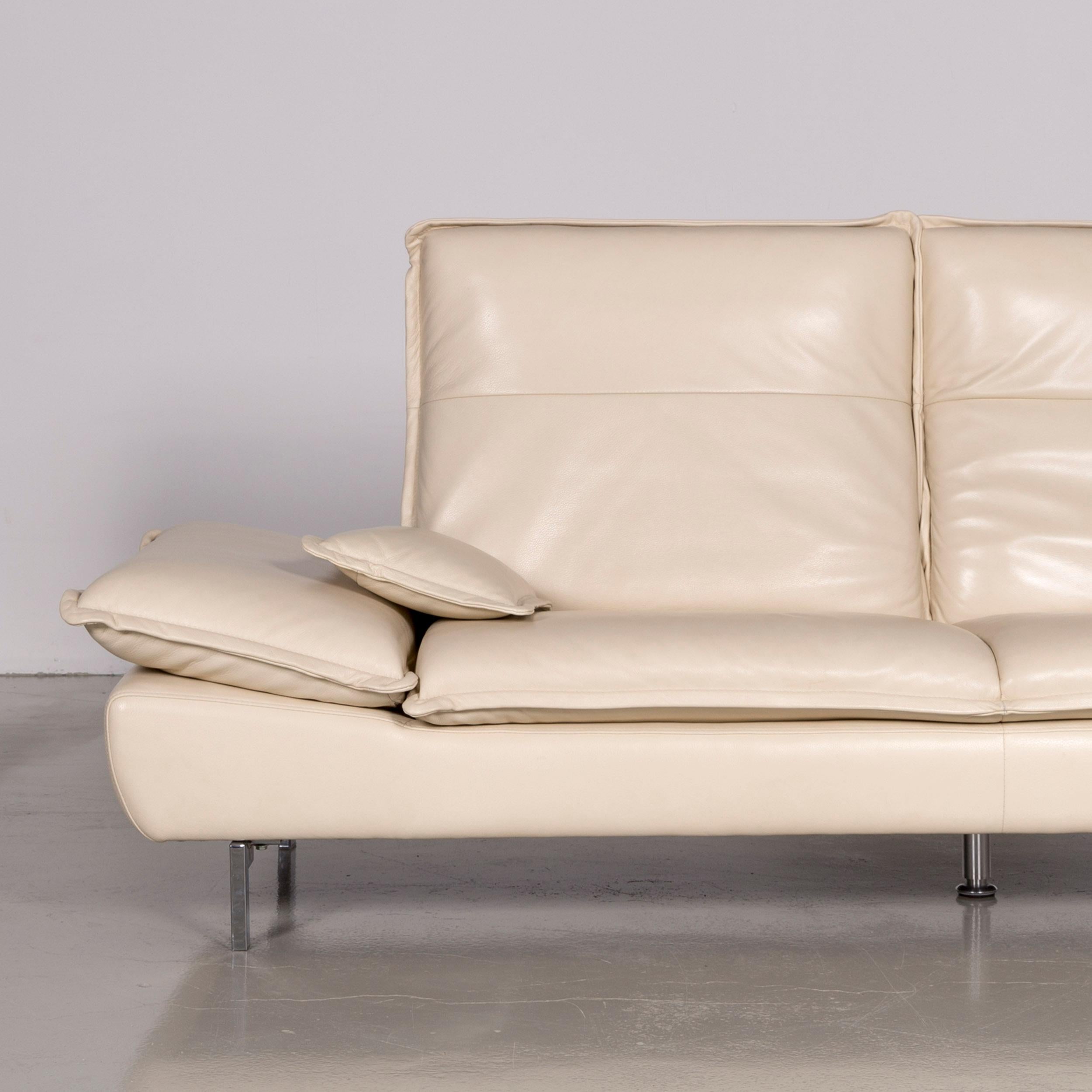 Willi Schillig Designer Leather Sofa Crème Three-Seat Couch For Sale 1