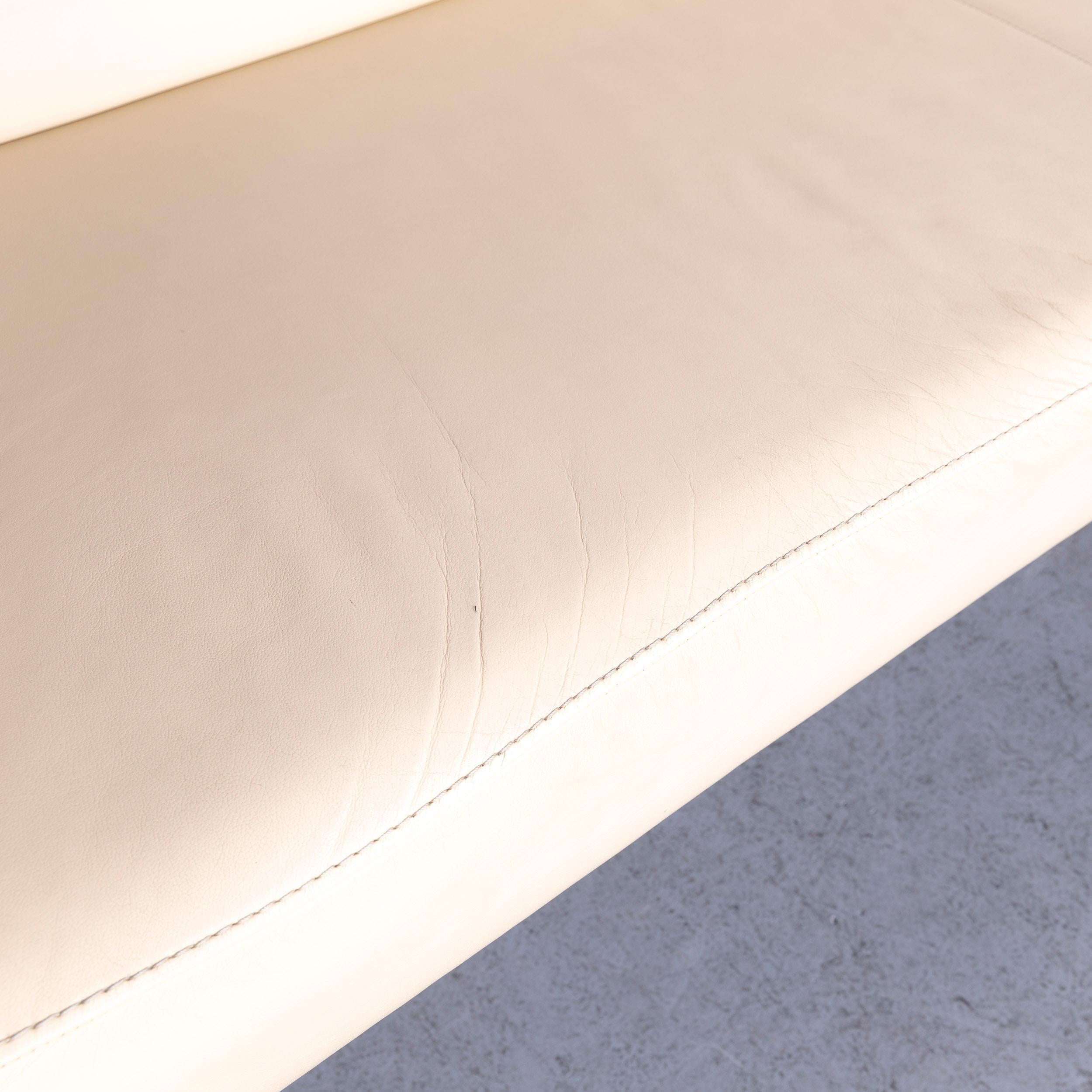 Willi Schillig Designer Leather Sofa Crème Three-Seat Couch For Sale 2