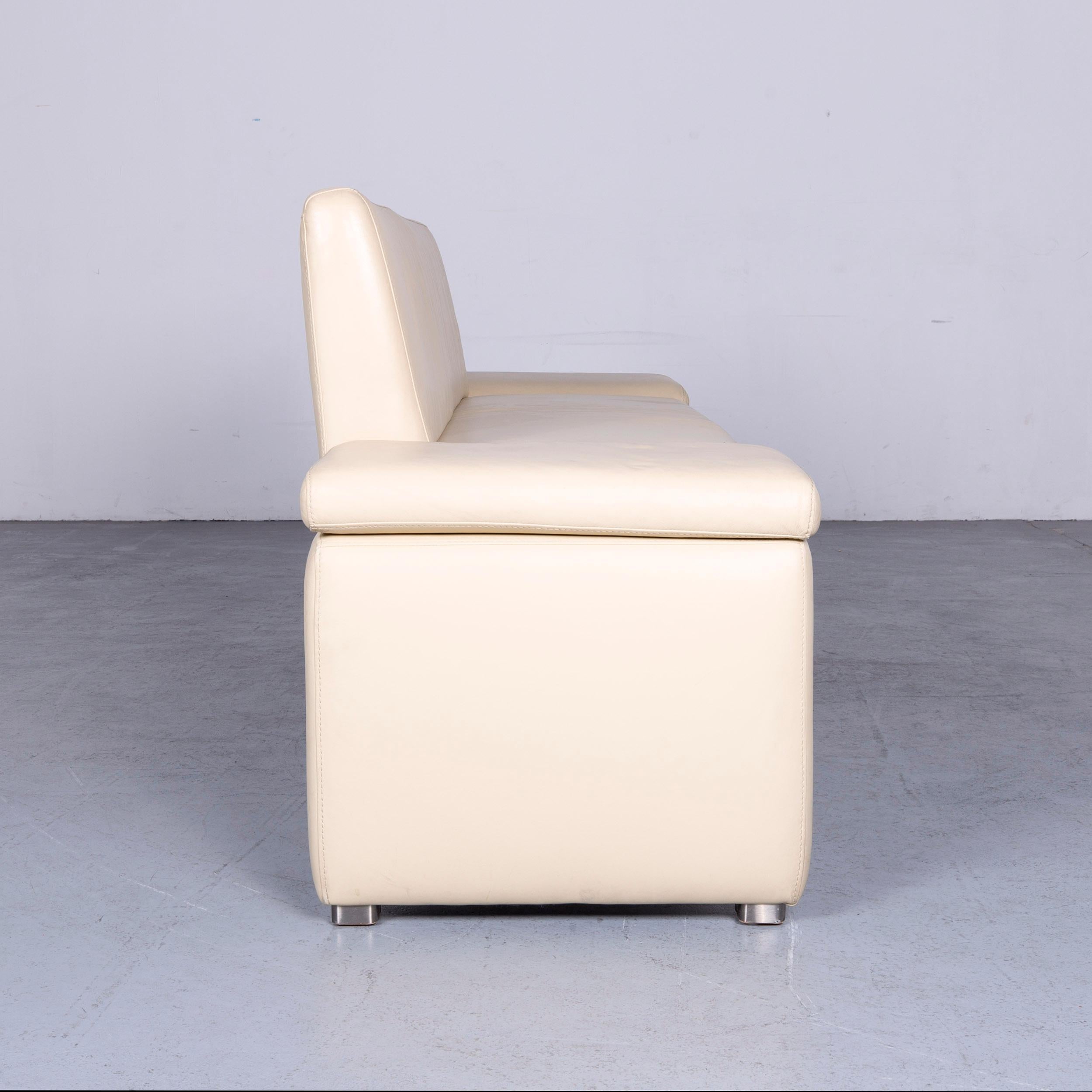 Willi Schillig Designer Leather Sofa Crème Three-Seat Couch For Sale 3