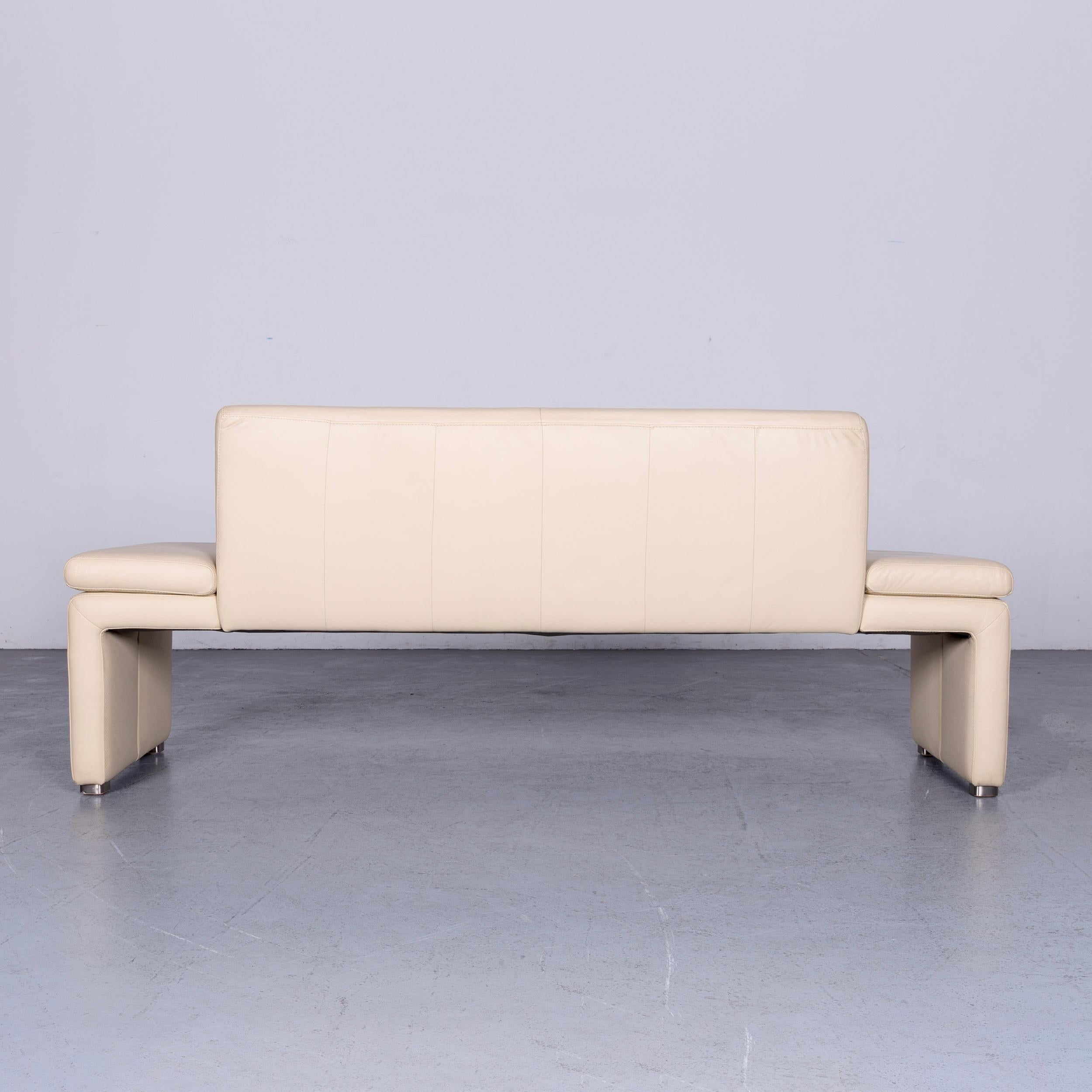 Willi Schillig Designer Leather Sofa Crème Three-Seat Couch For Sale 4