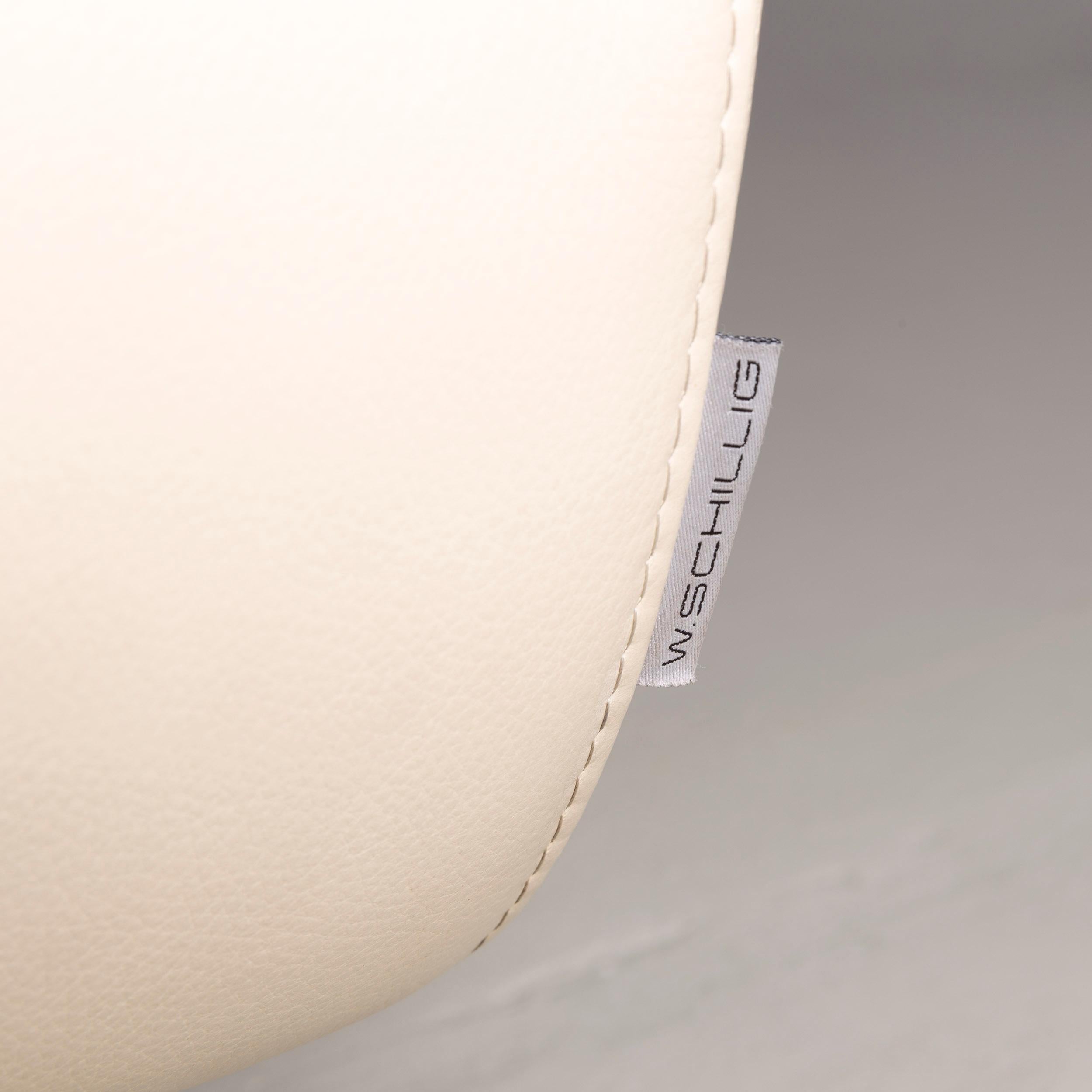 Willi Schillig Designer Leather Sofa Crème Three-Seat Couch For Sale 4