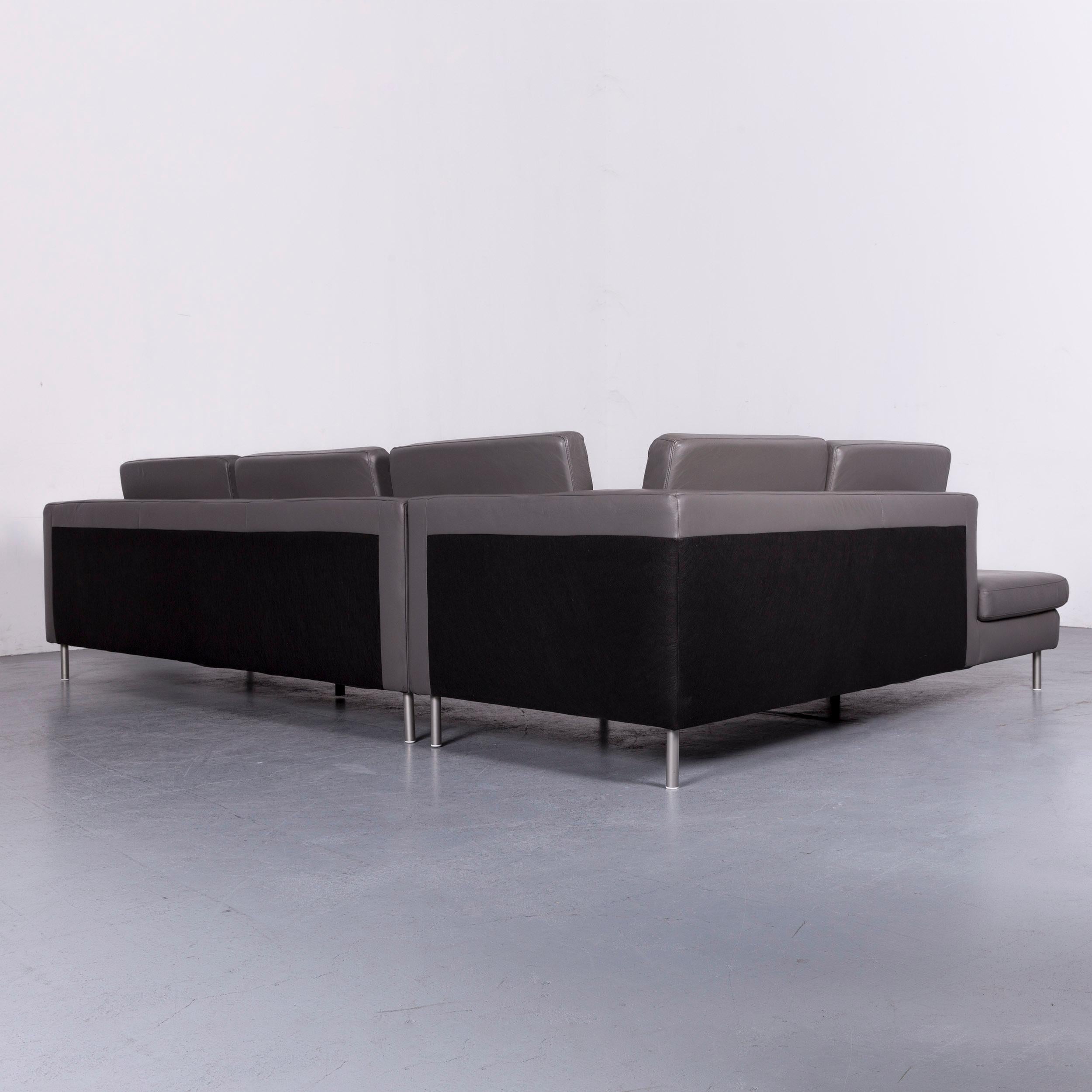 Willi Schillig Designer Leather Sofa Grey Corner-Couch 5