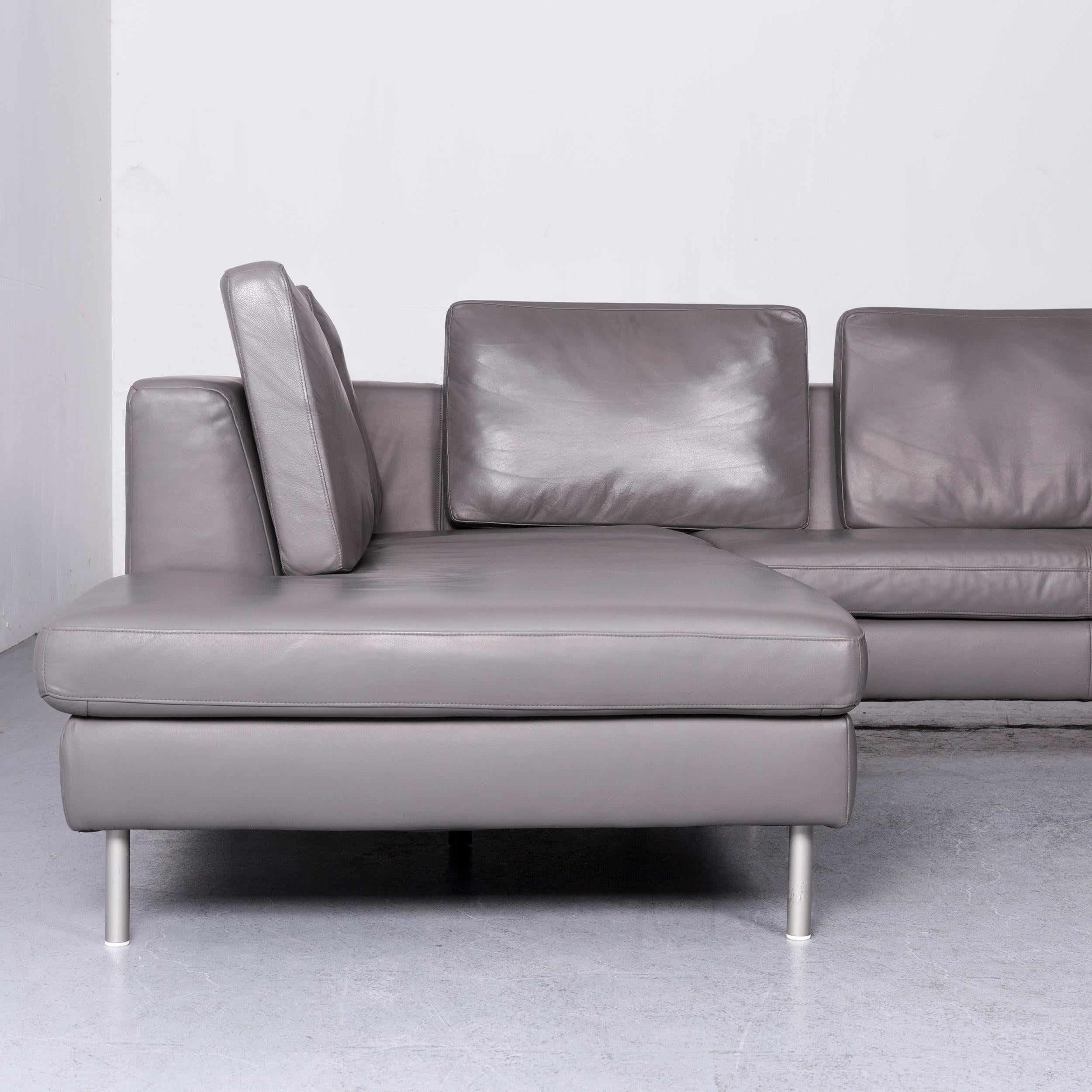 Willi Schillig Designer Leather Sofa Grey Corner-Couch 3