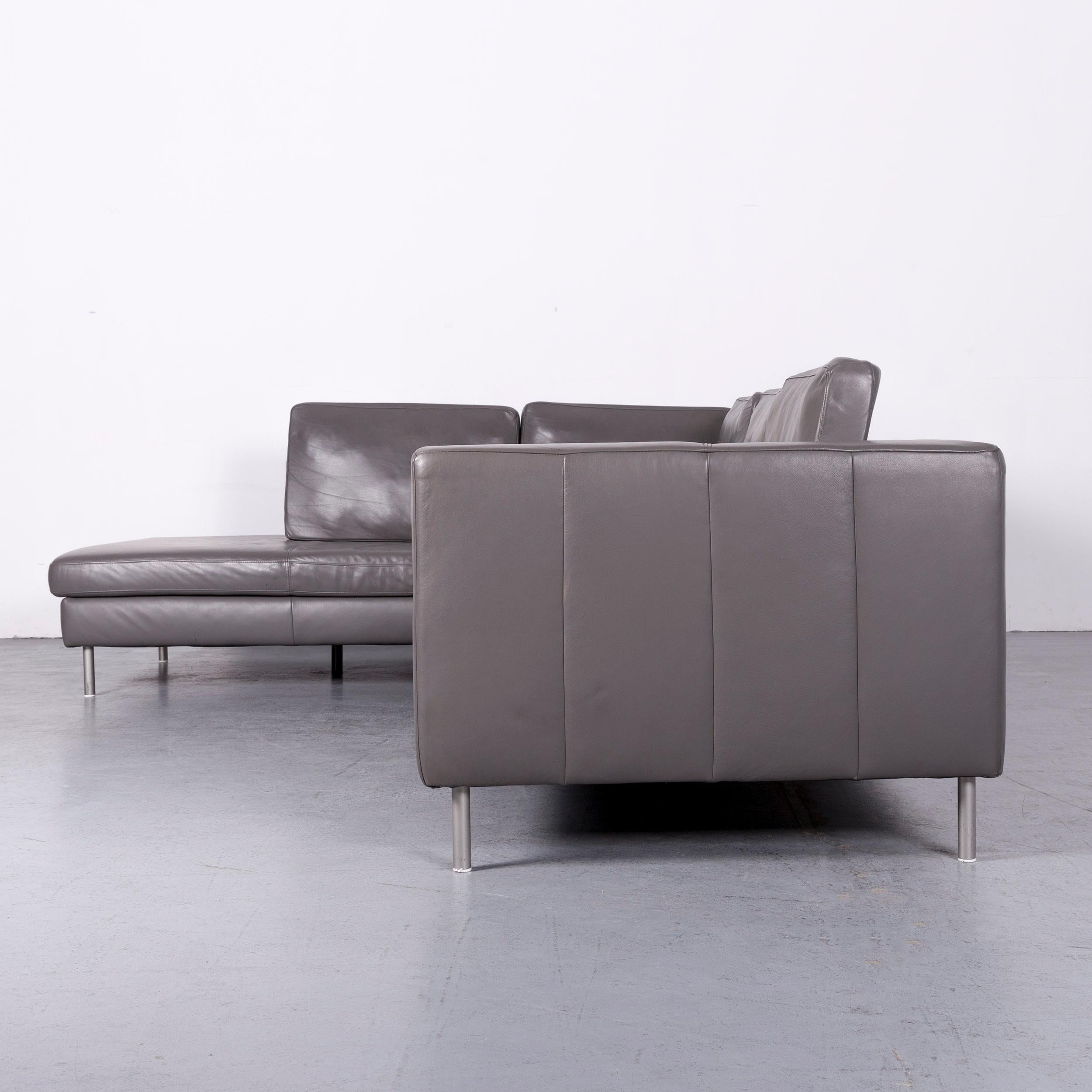 Willi Schillig Designer Leather Sofa Grey Corner-Couch 4