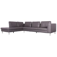Willi Schillig Designer Leather Sofa Grey Corner-Couch