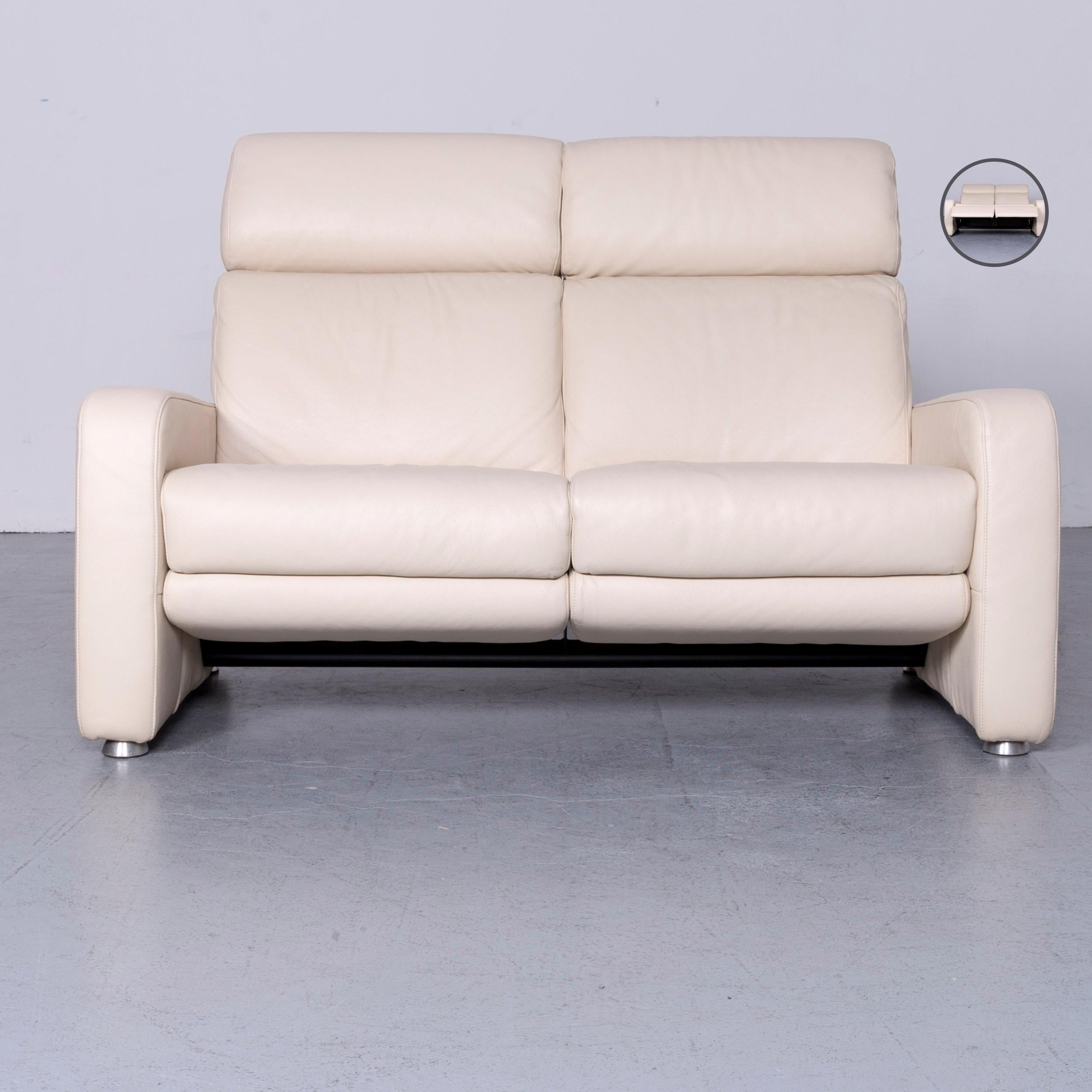 We bring to you an Willi Schillig designer leather sofa beige two-seat couch recliner.































 