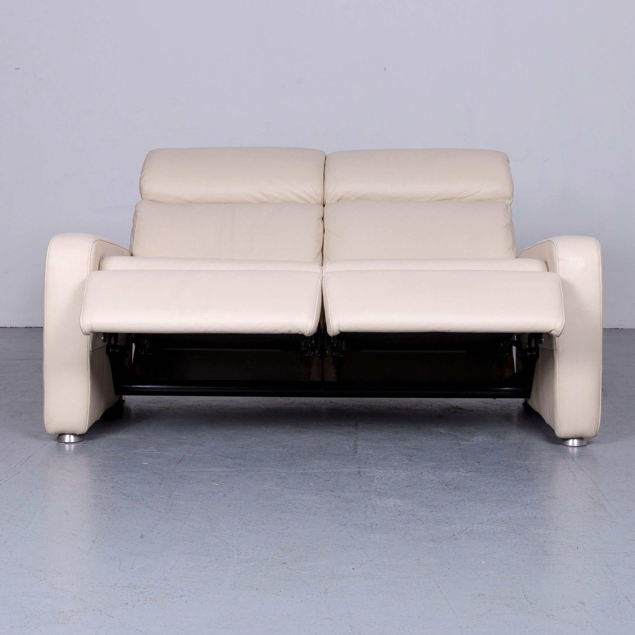 Willi Schillig Designer Leather Sofa Set Two Beige Two-Seat Couch Recliner In Good Condition In Cologne, DE