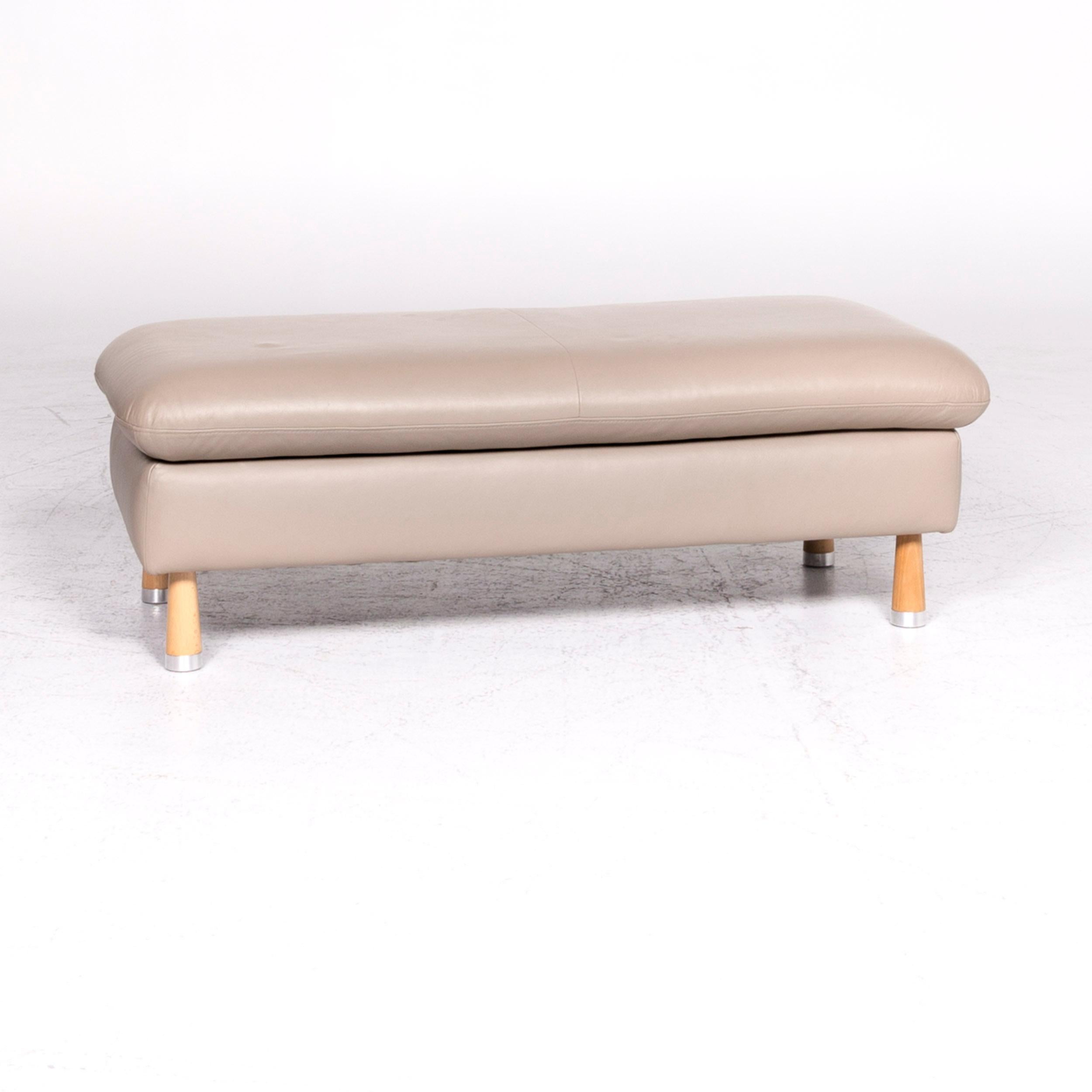 Modern Willi Schillig Designer Leather Stool Beige Stool For Sale