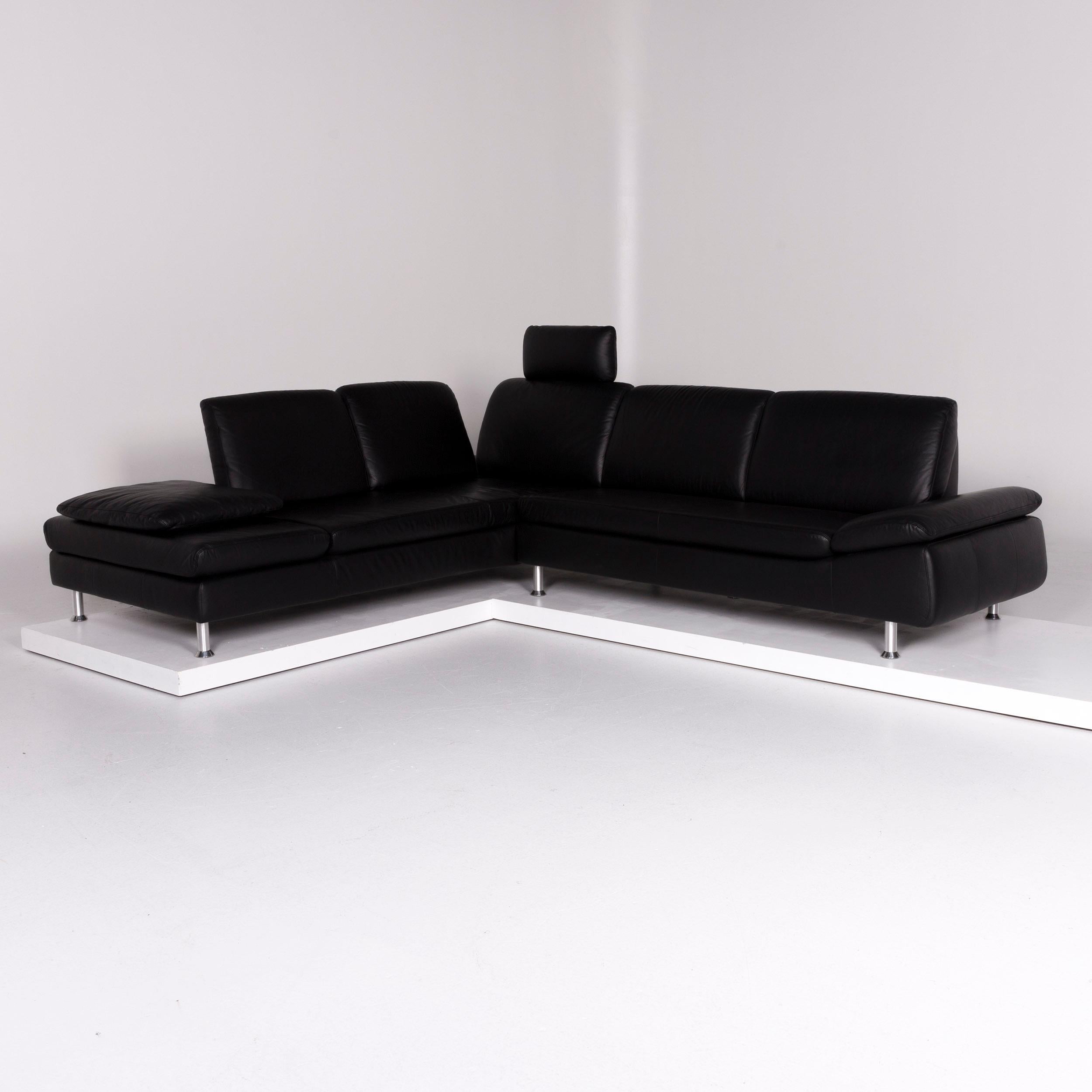 Willi Schillig Designer Leder Sofa Garnitur Schwarz Ecksofa Sessel
