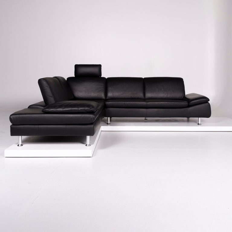 Willi Schillig Designer Leder Sofa Garnitur Schwarz Ecksofa Sessel 10471